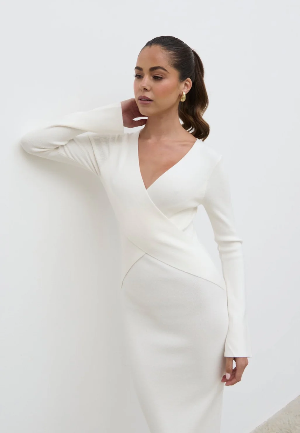 Jacklin Wrap Midaxi Dress - Cream - Image 3