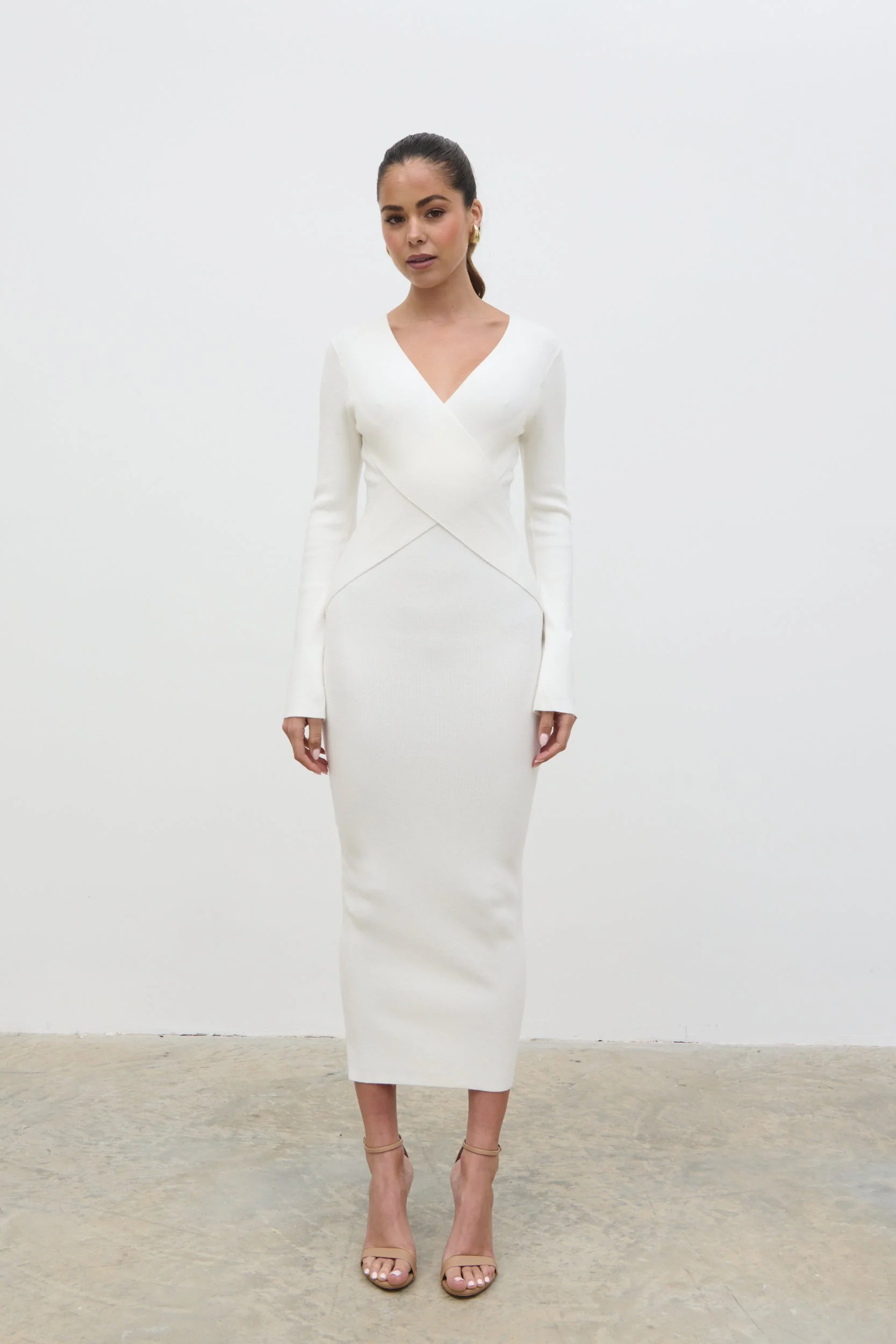 Jacklin Wrap Midaxi Dress - Cream - Image 5