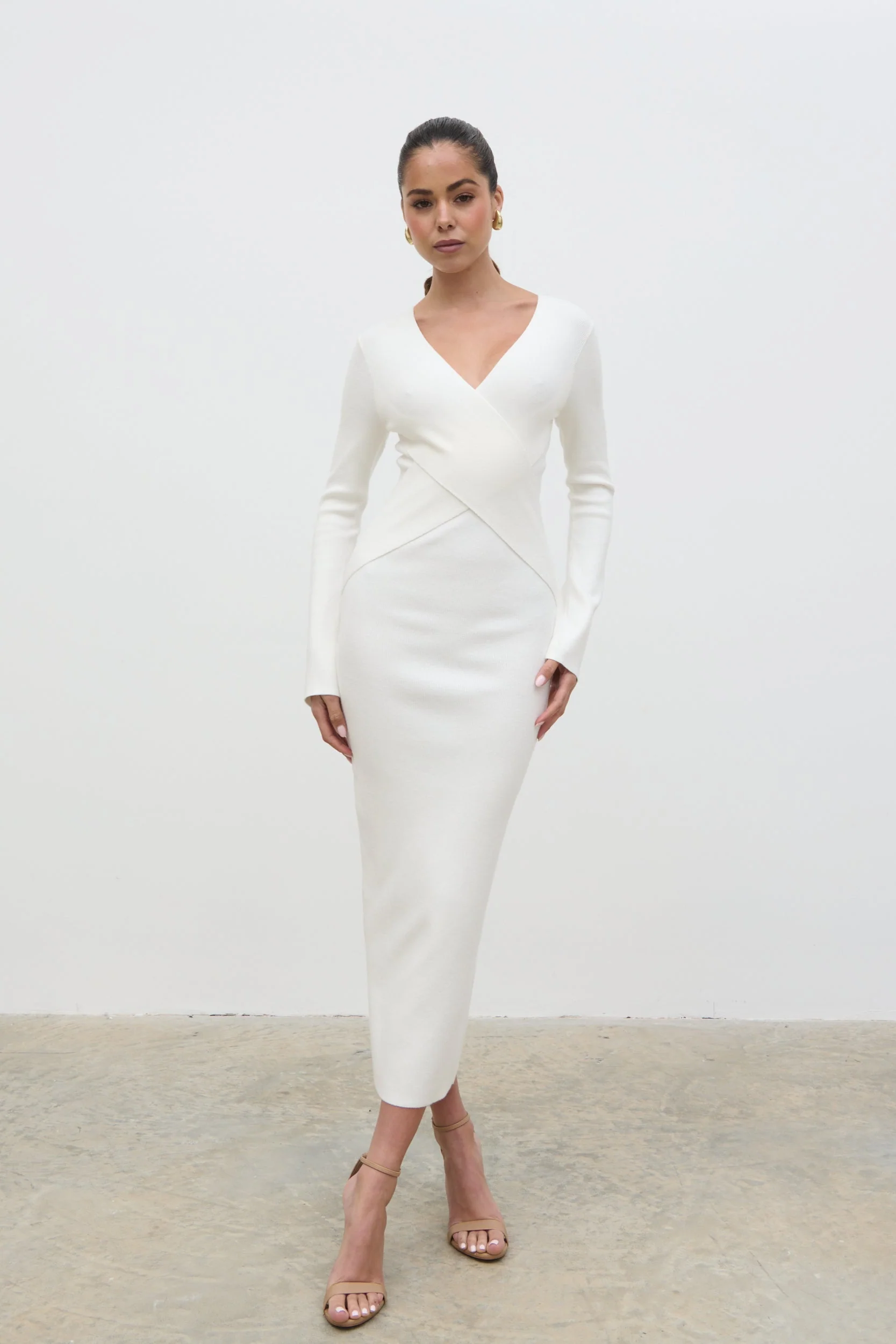 Jacklin Wrap Midaxi Dress - Cream - Image 6