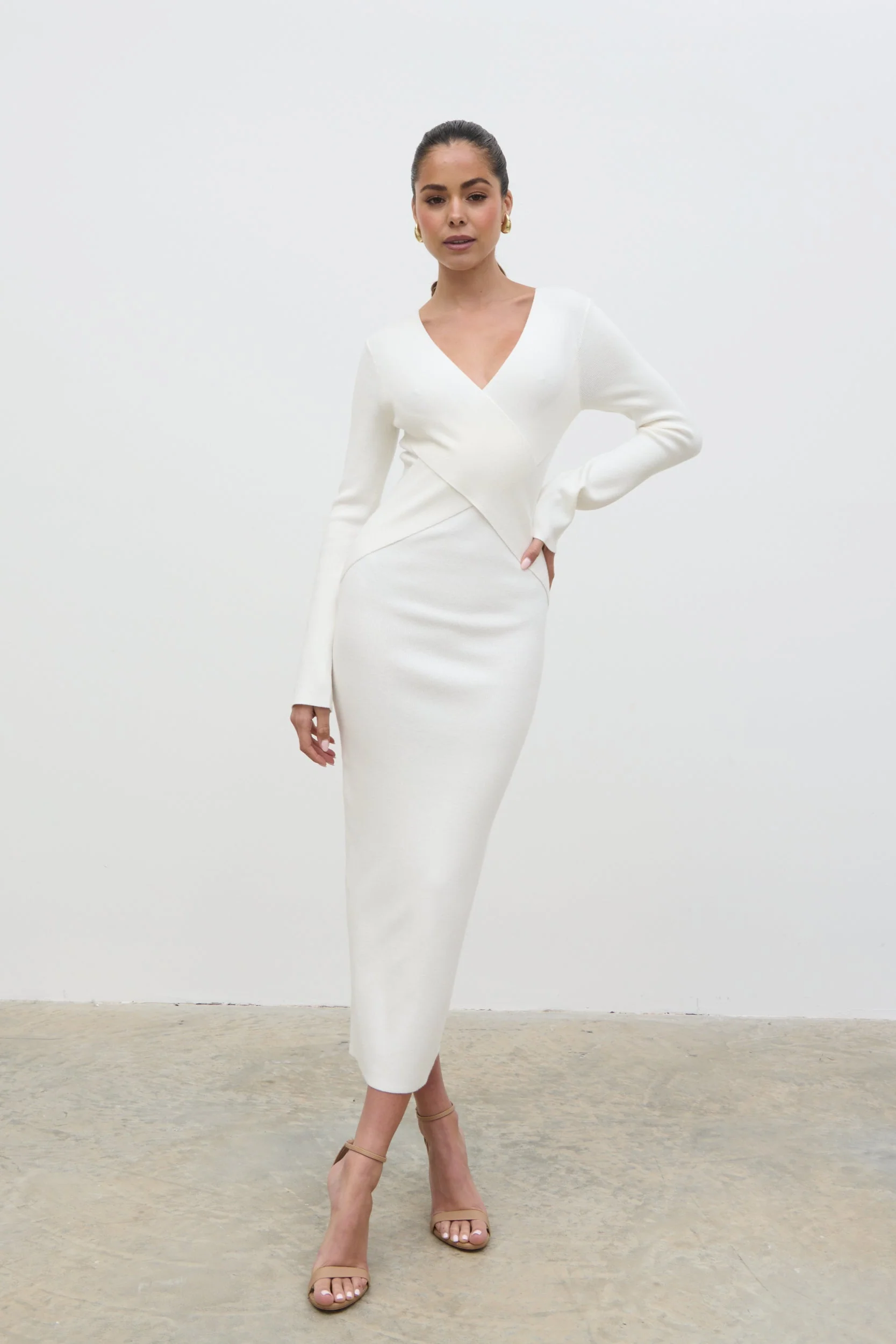Jacklin Wrap Midaxi Dress - Cream - Image 7