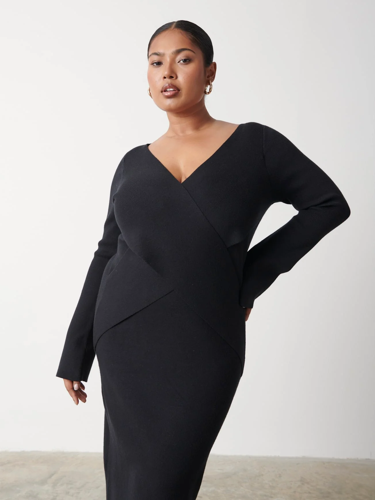 Jacklin Wrap Midaxi Dress Curve - Black - Image 4