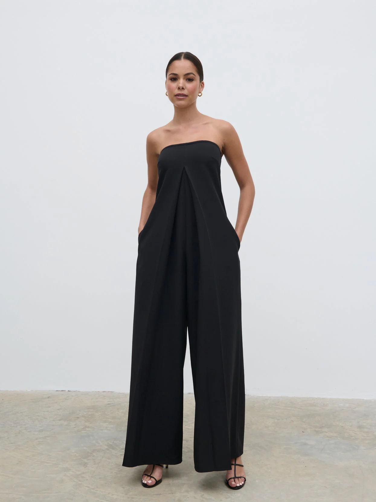 Jaden Bandeau Wide Leg Jumpsuit - Black - Image 12