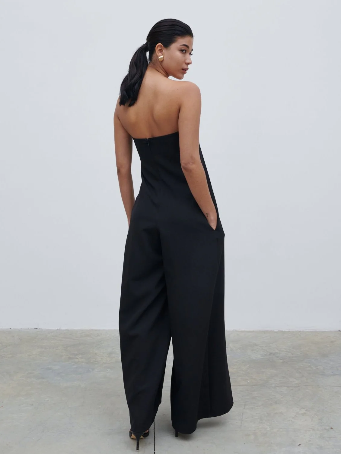 Jaden Bandeau Wide Leg Jumpsuit - Black - Image 4