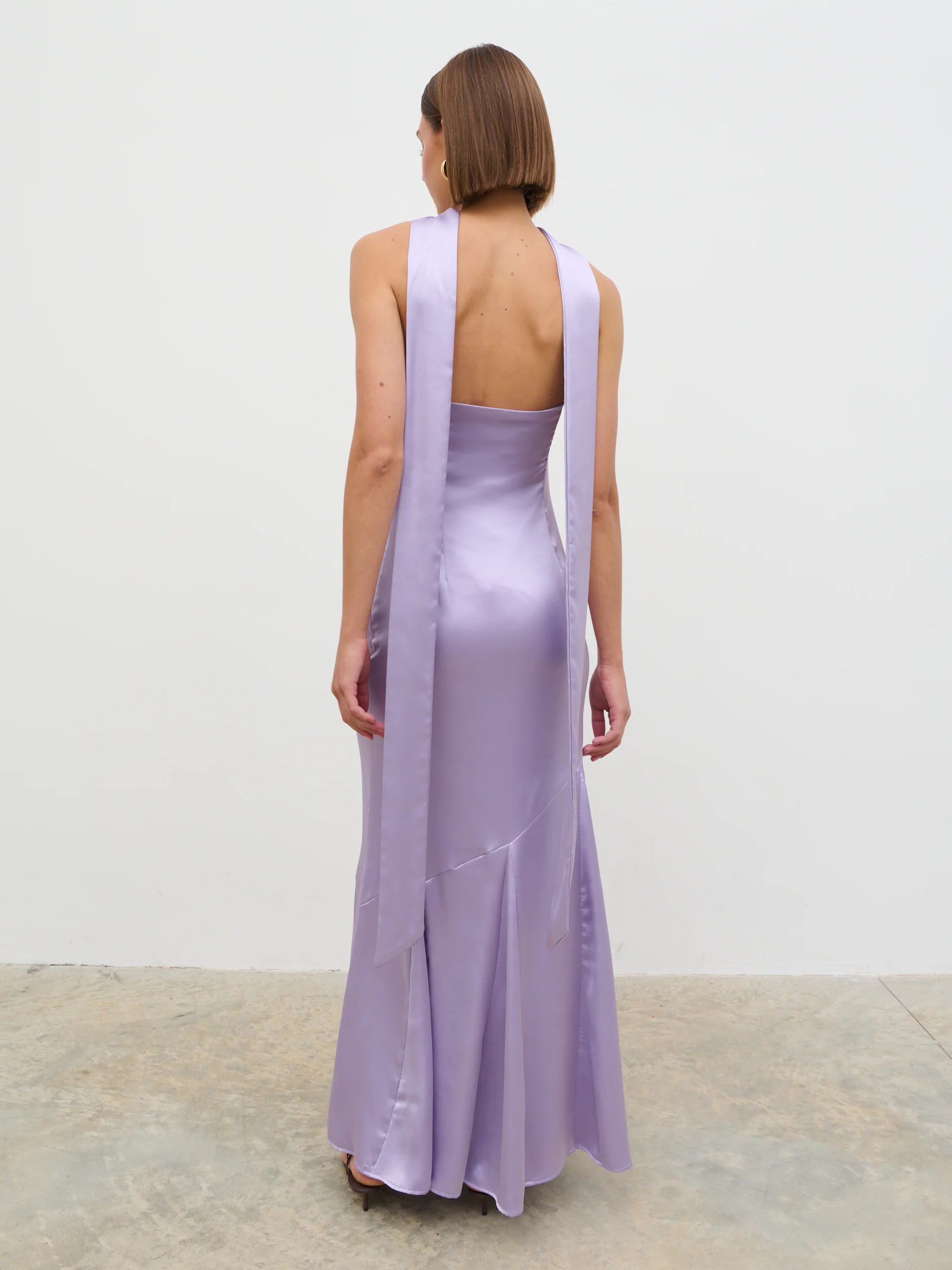 Jai Bandeau Neck Tie Maxi Dress - Lilac - Image 4