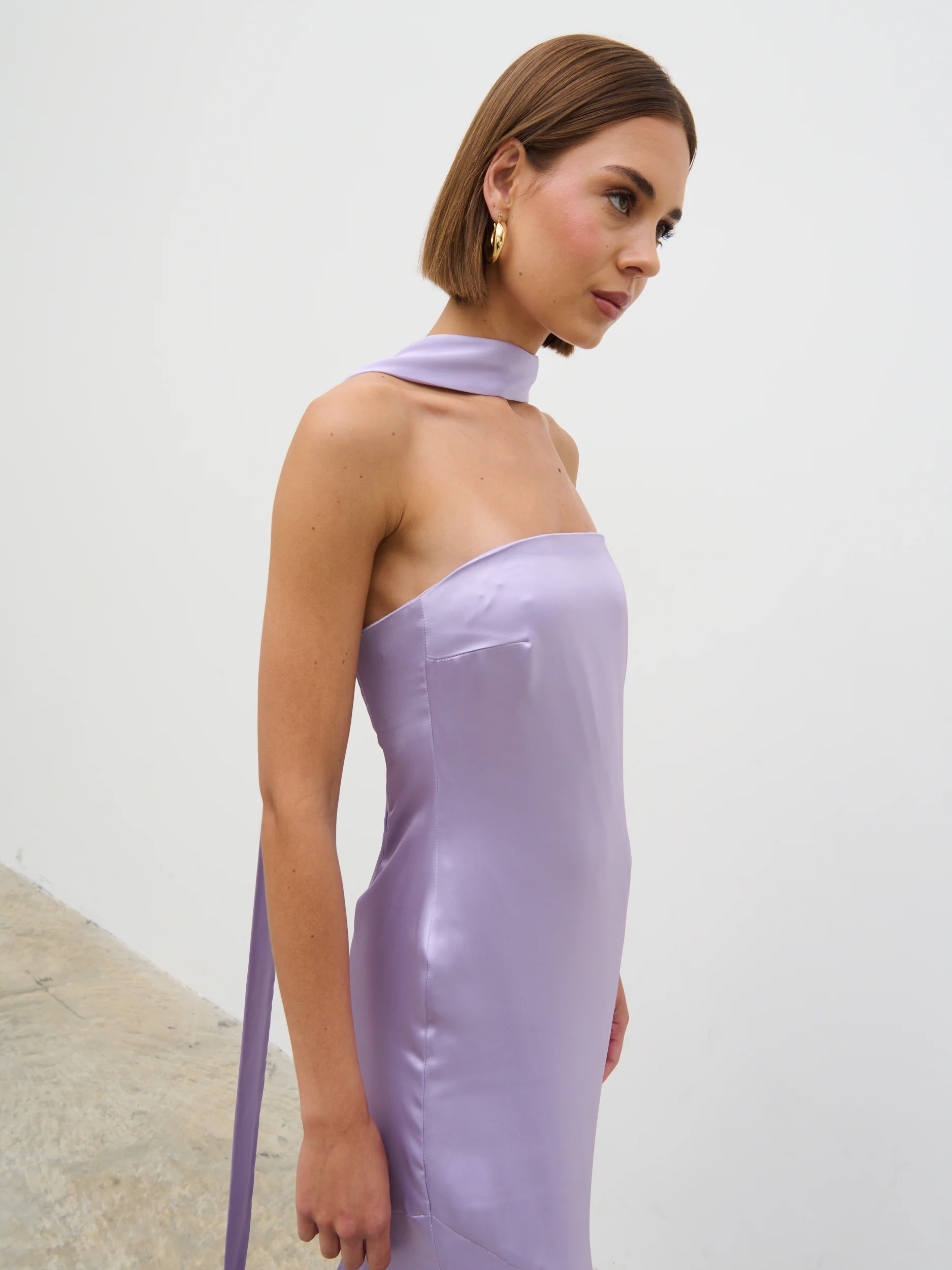 Jai Bandeau Neck Tie Maxi Dress - Lilac - Image 5