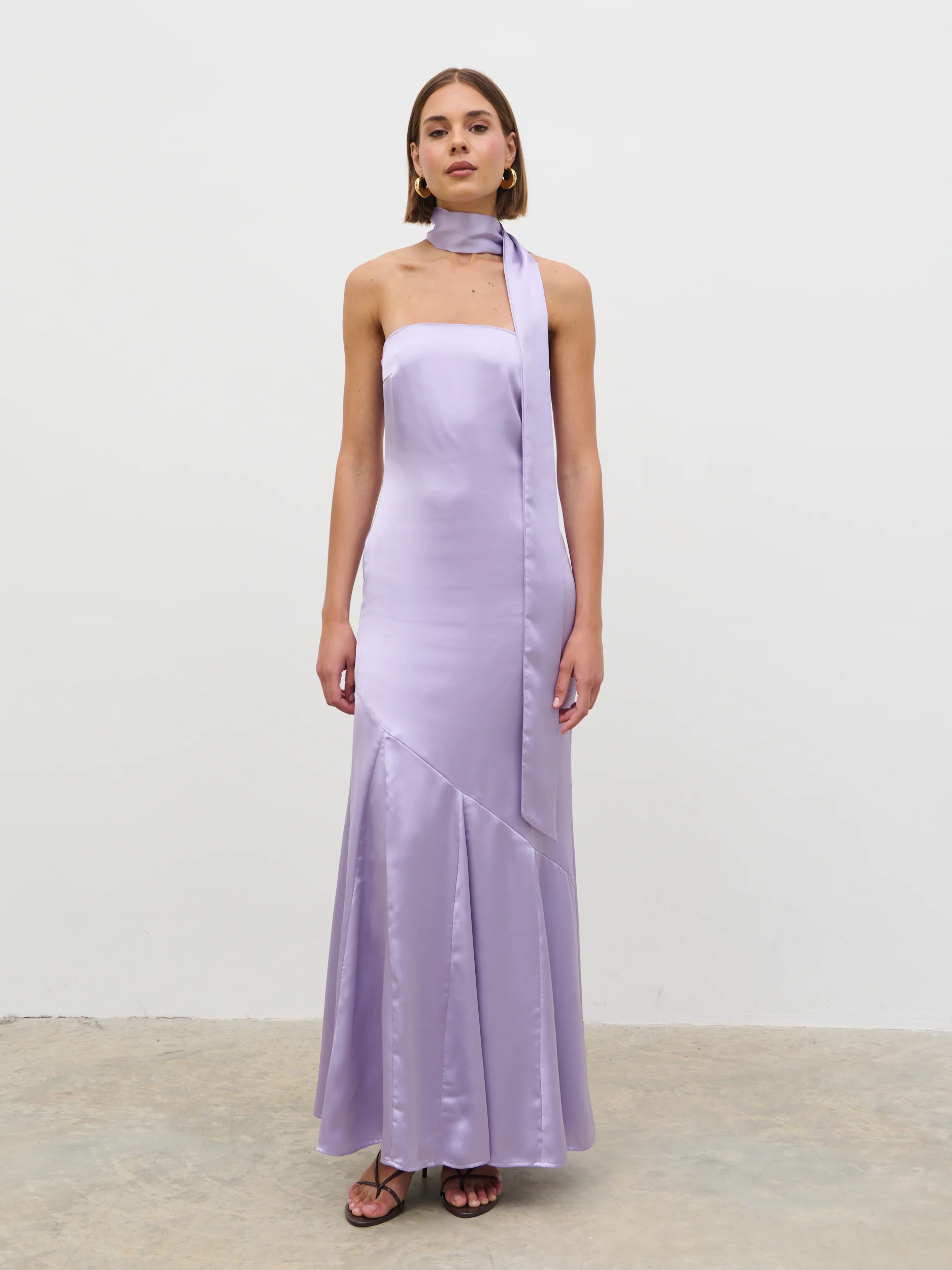 Jai Bandeau Neck Tie Maxi Dress - Lilac - Image 6