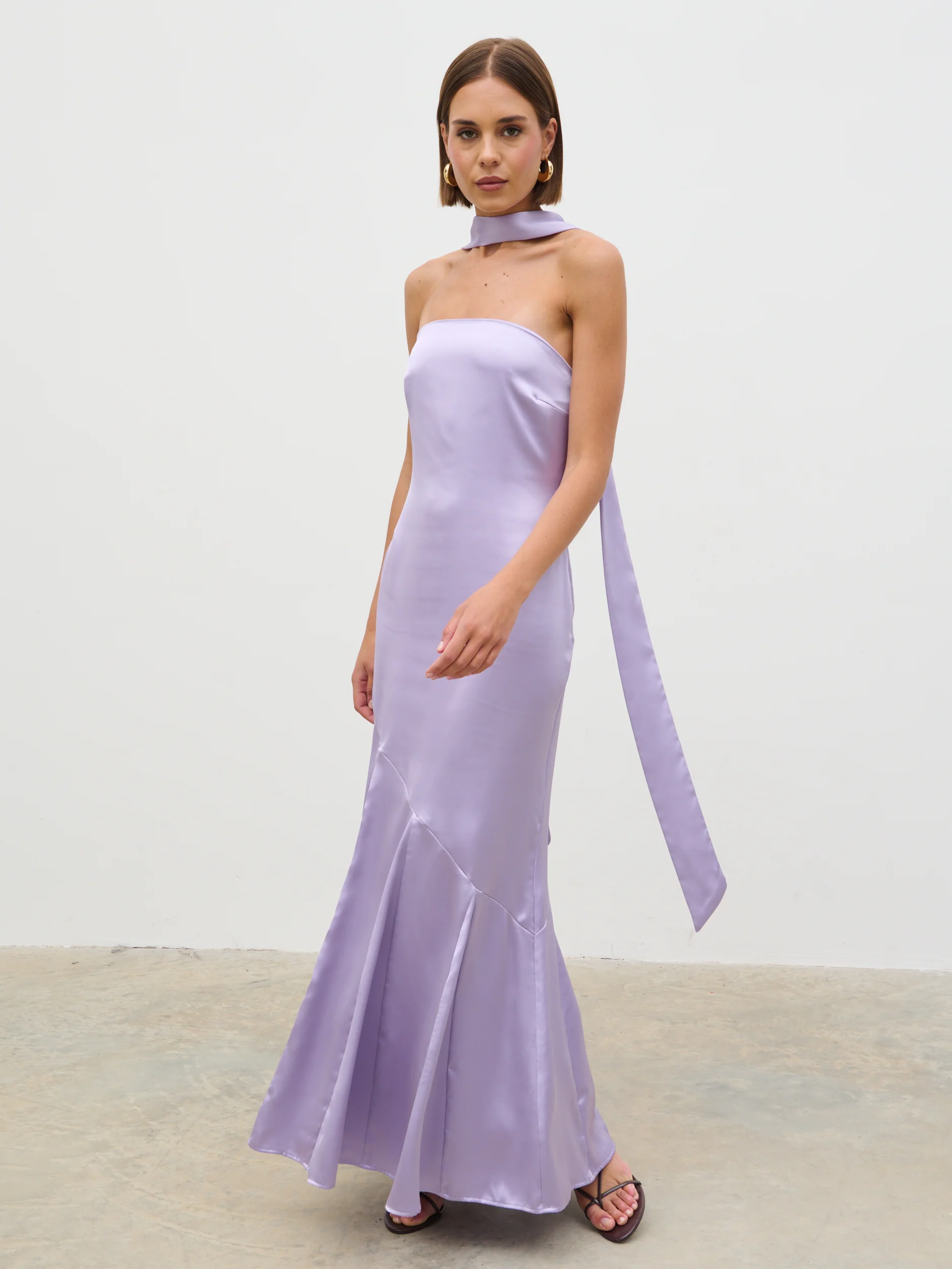 Jai Bandeau Neck Tie Maxi Dress - Lilac - Image 7