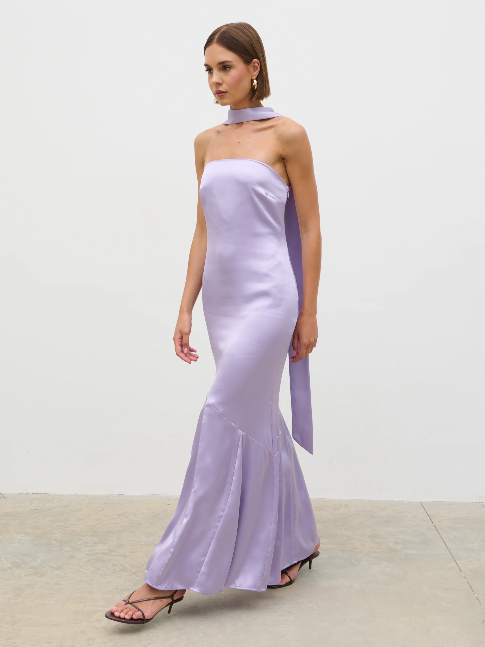 Jai Bandeau Neck Tie Maxi Dress - Lilac - Image 8