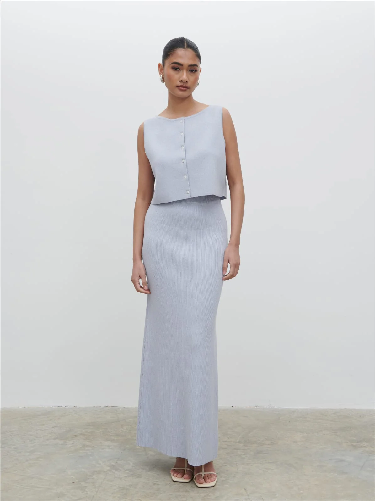 Jasmin Knit Maxi Skirt - Blue Marl - Image 2