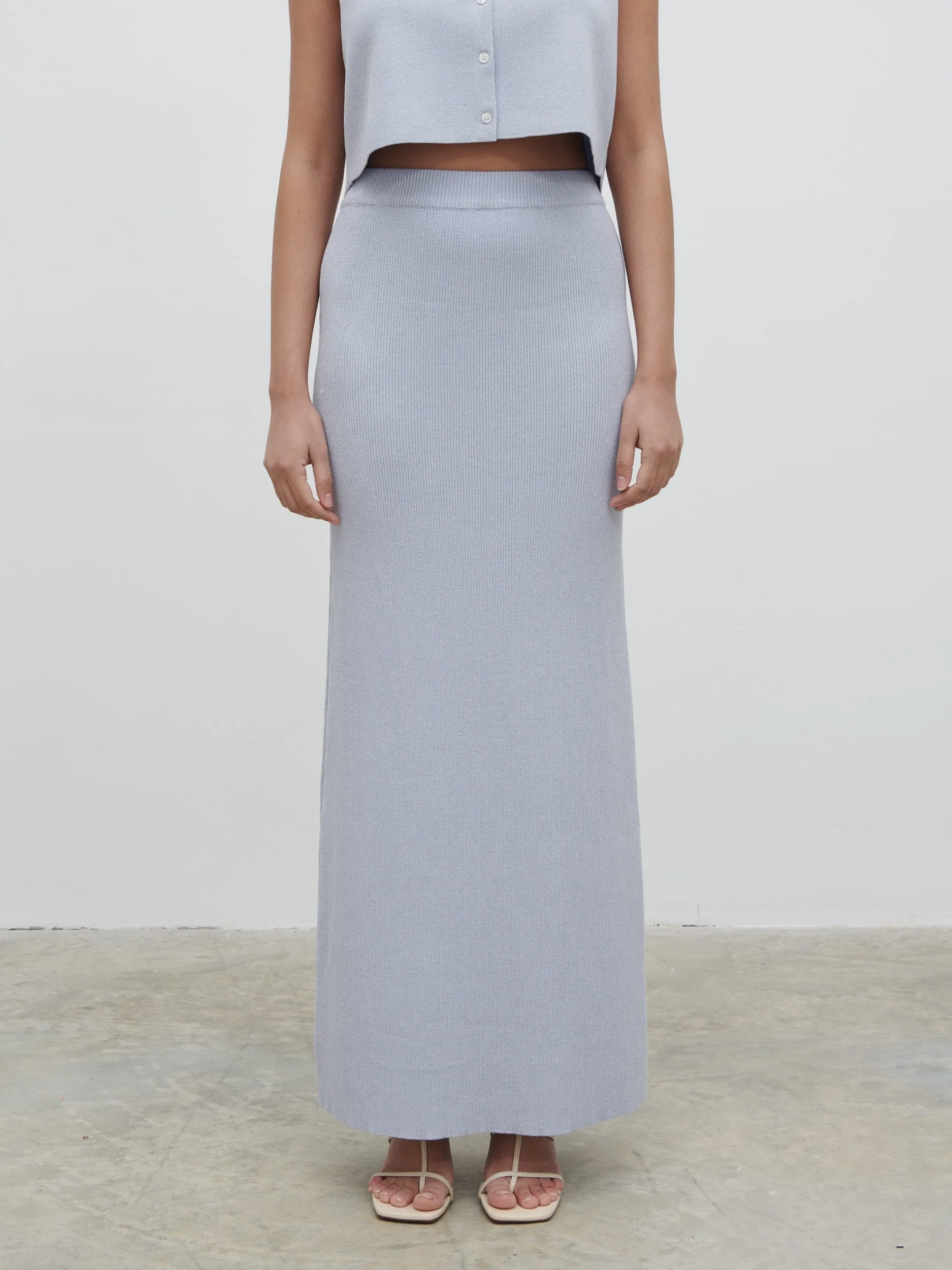 Jasmin Knit Maxi Skirt - Blue Marl - Image 4