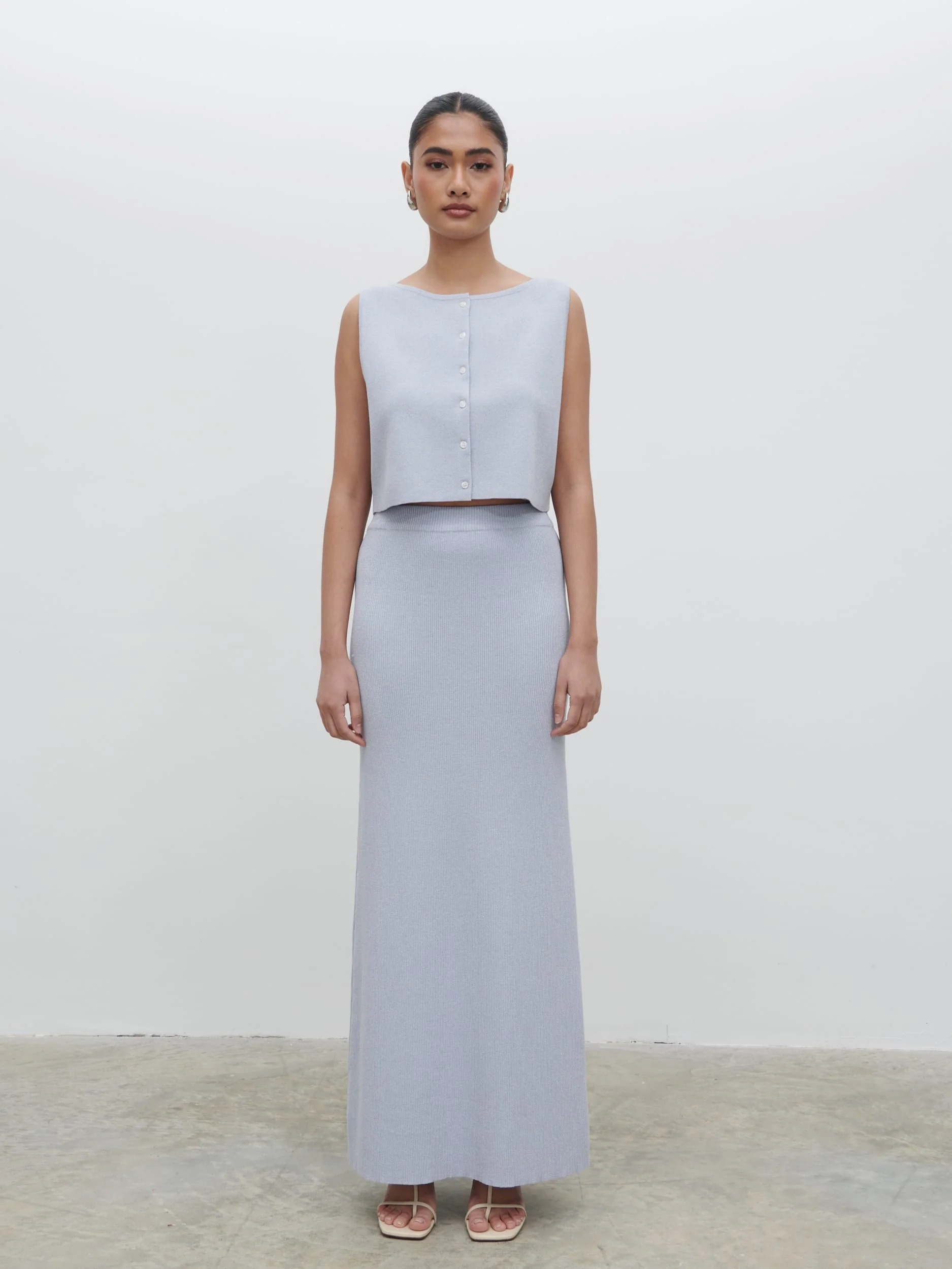 Jasmin Knit Maxi Skirt - Blue Marl - Image 6