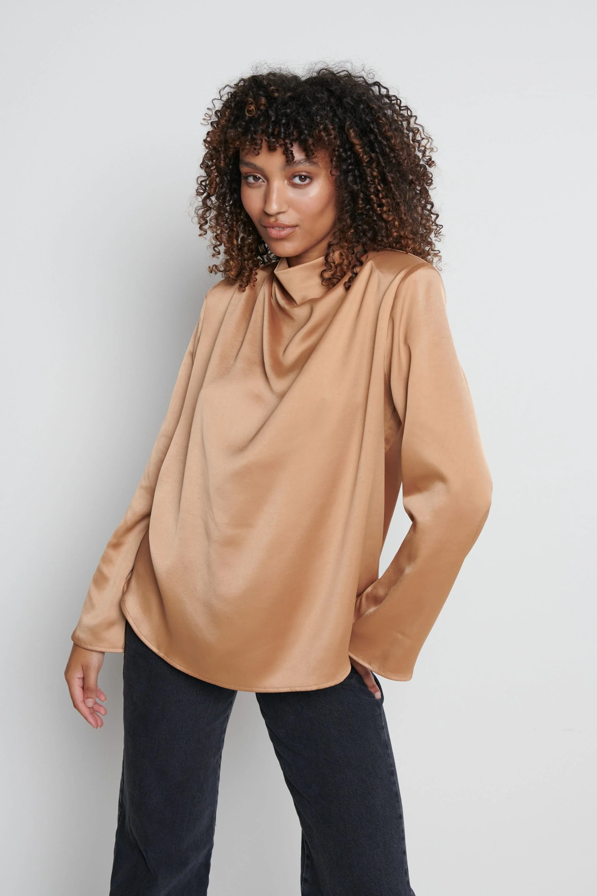 Jayda Cowl Neck Blouse - Brown - Image 6