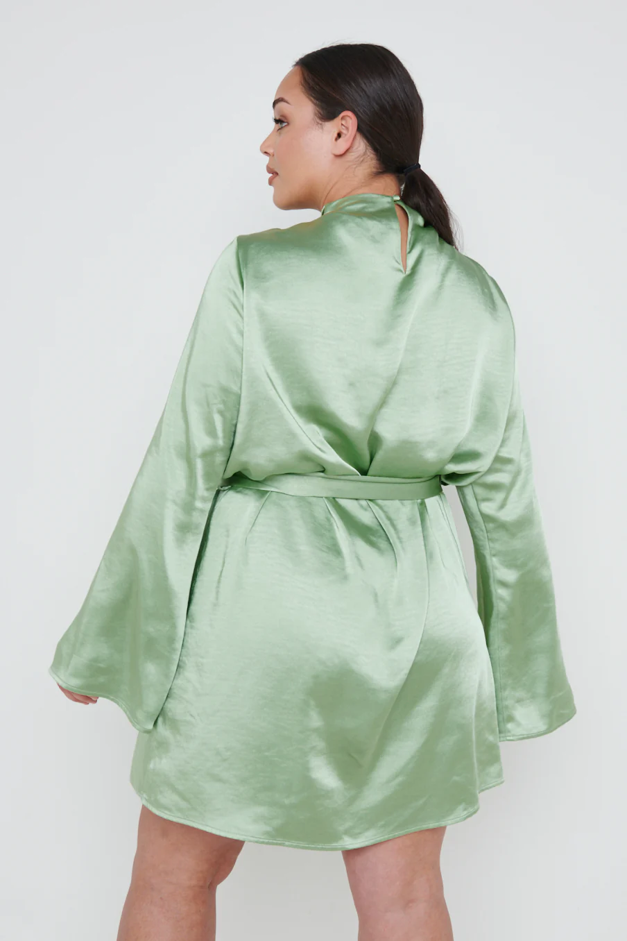 Jayda Cowl Neck Dress Curve - Soft Olive - Image 3