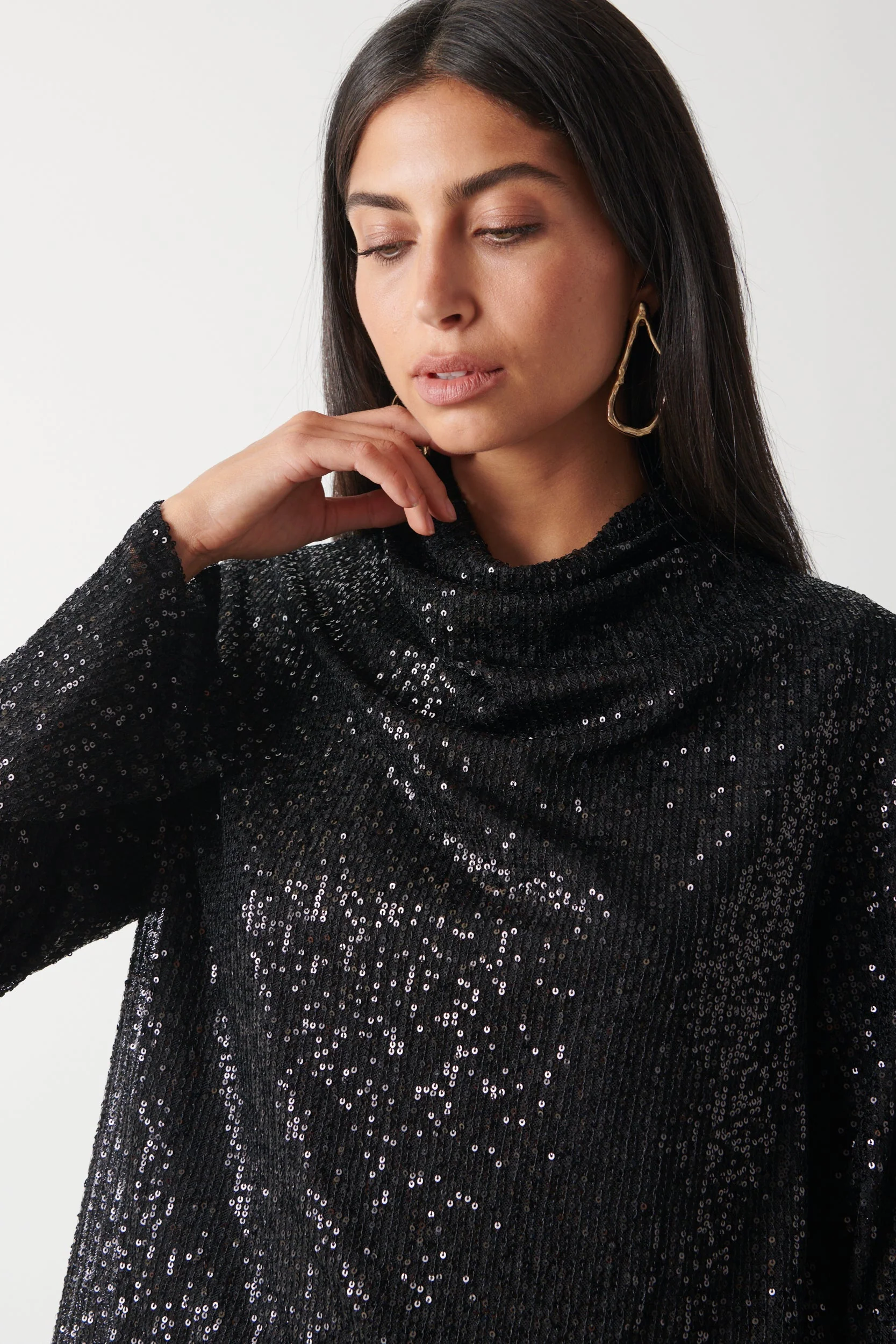 Jayda Sequin Blouse - Black - Image 5