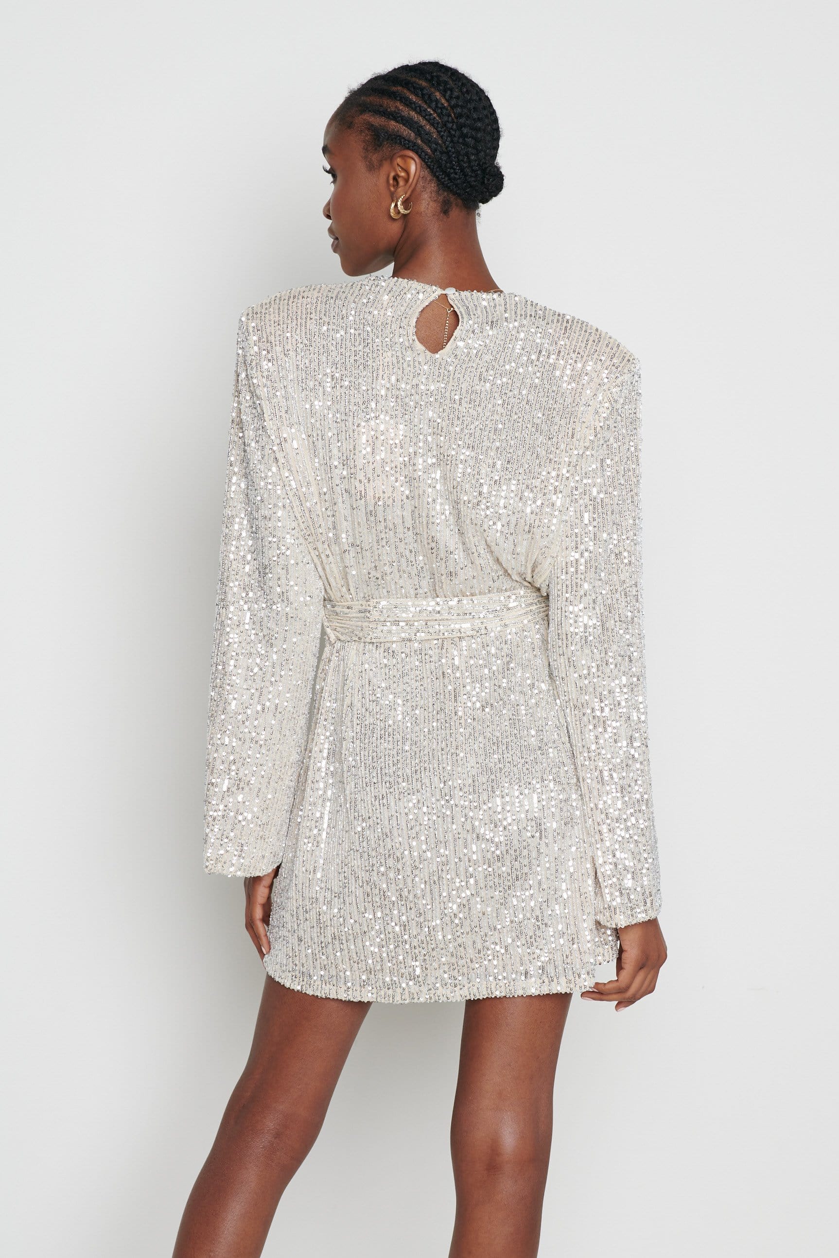 Jayda Sequin Cowl Neck Dress - Silver - Image 4