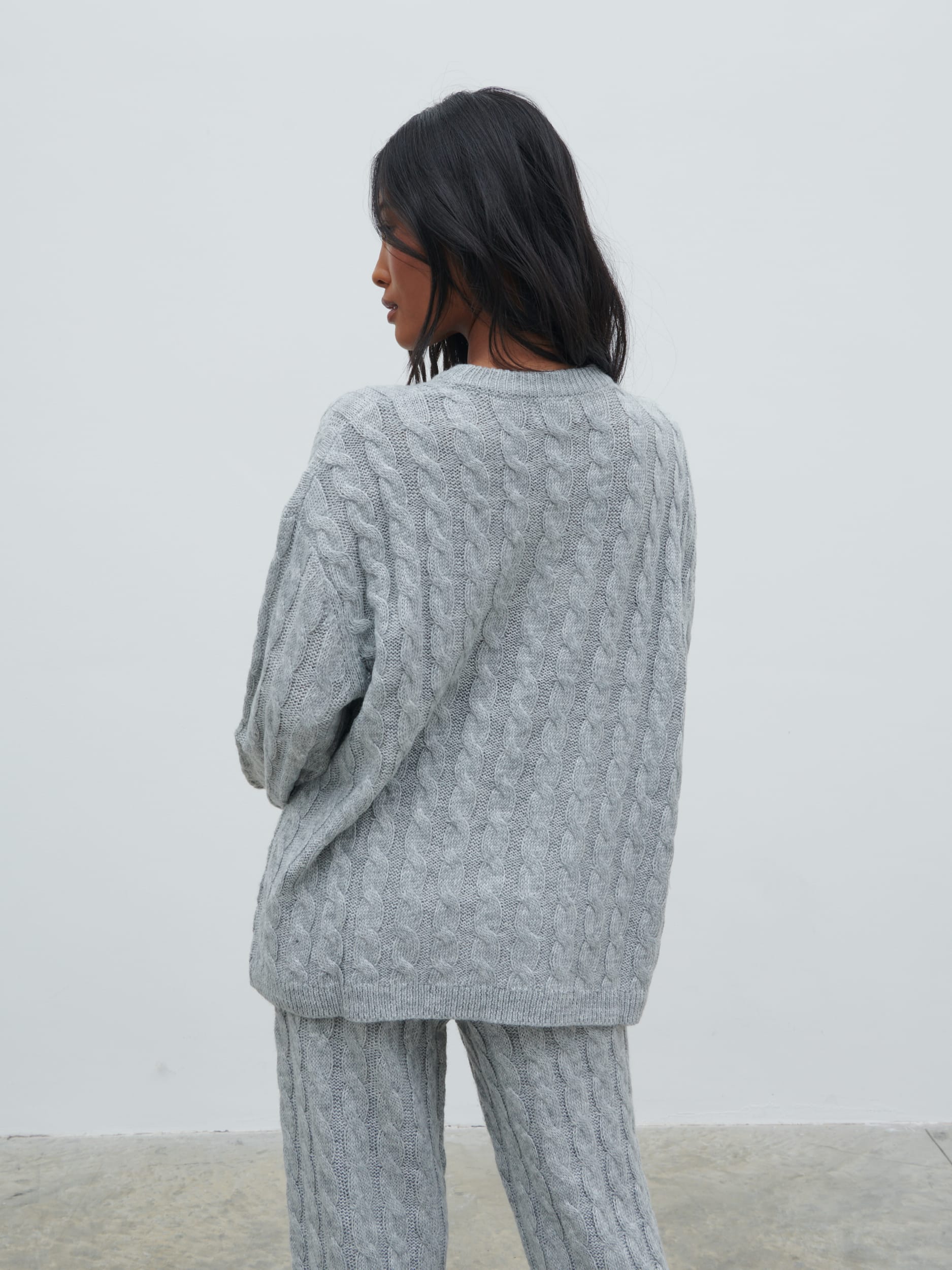 Jayde Cable Knit Jumper - Grey Marl - Image 6
