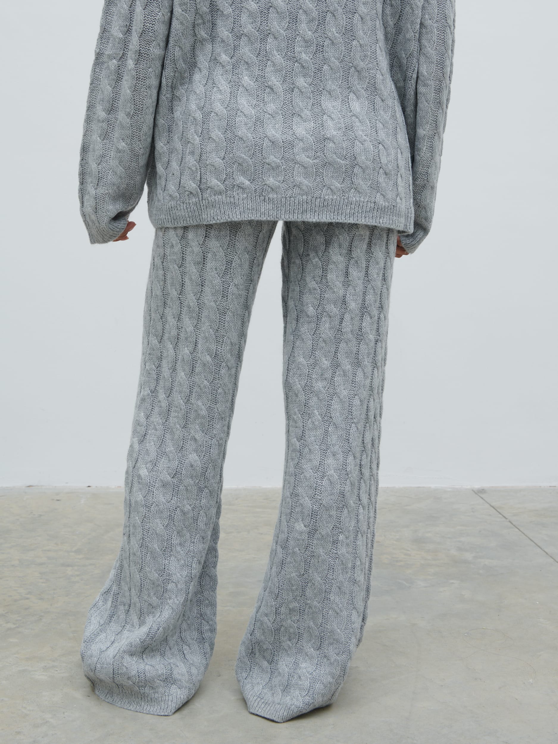 Jayde Cable Knit Trousers - Grey Marl - Image 6