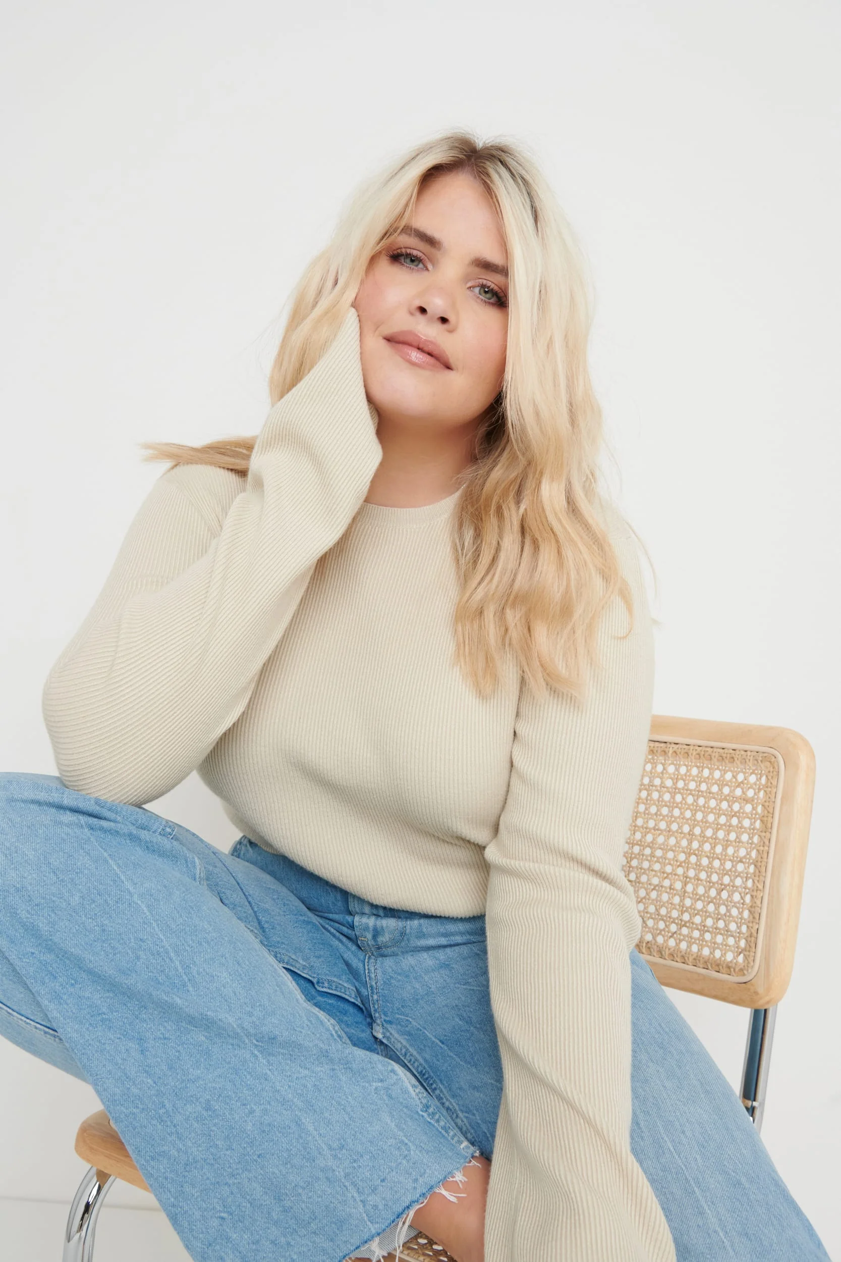 Jayla Long Sleeve Knit Top - Beige - Image 13