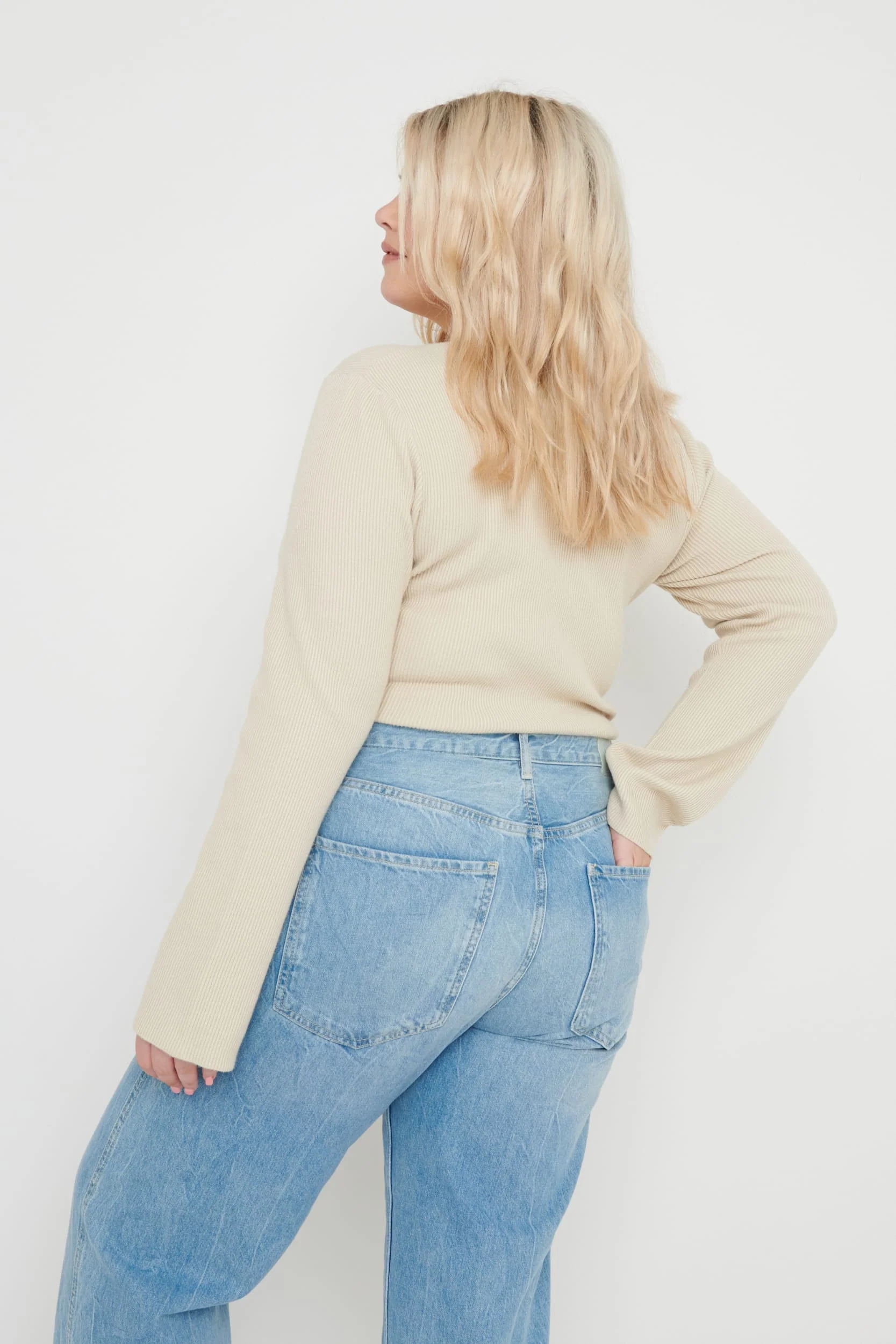 Jayla Long Sleeve Knit Top - Beige - Image 15