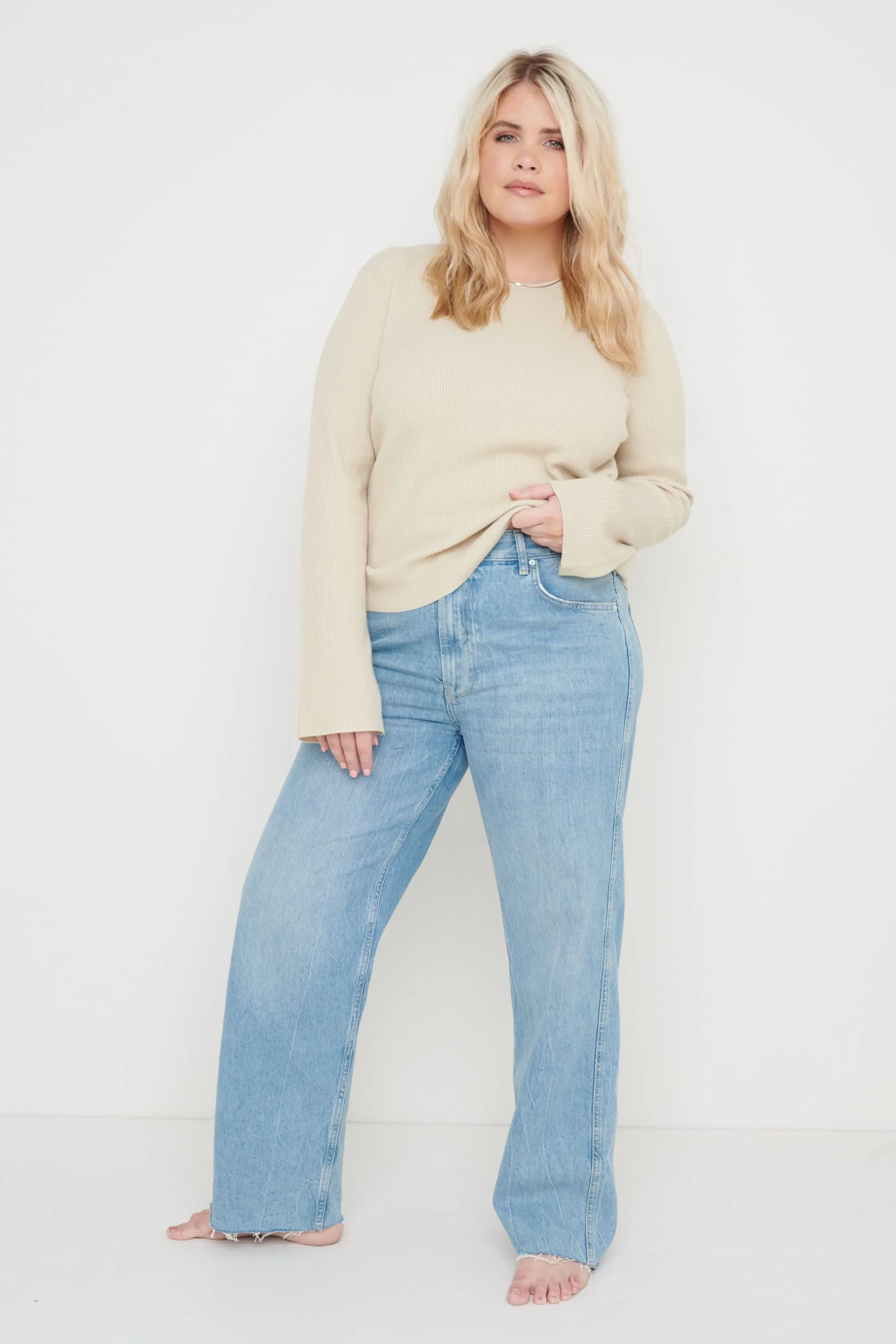 Jayla Long Sleeve Knit Top - Beige - Image 16