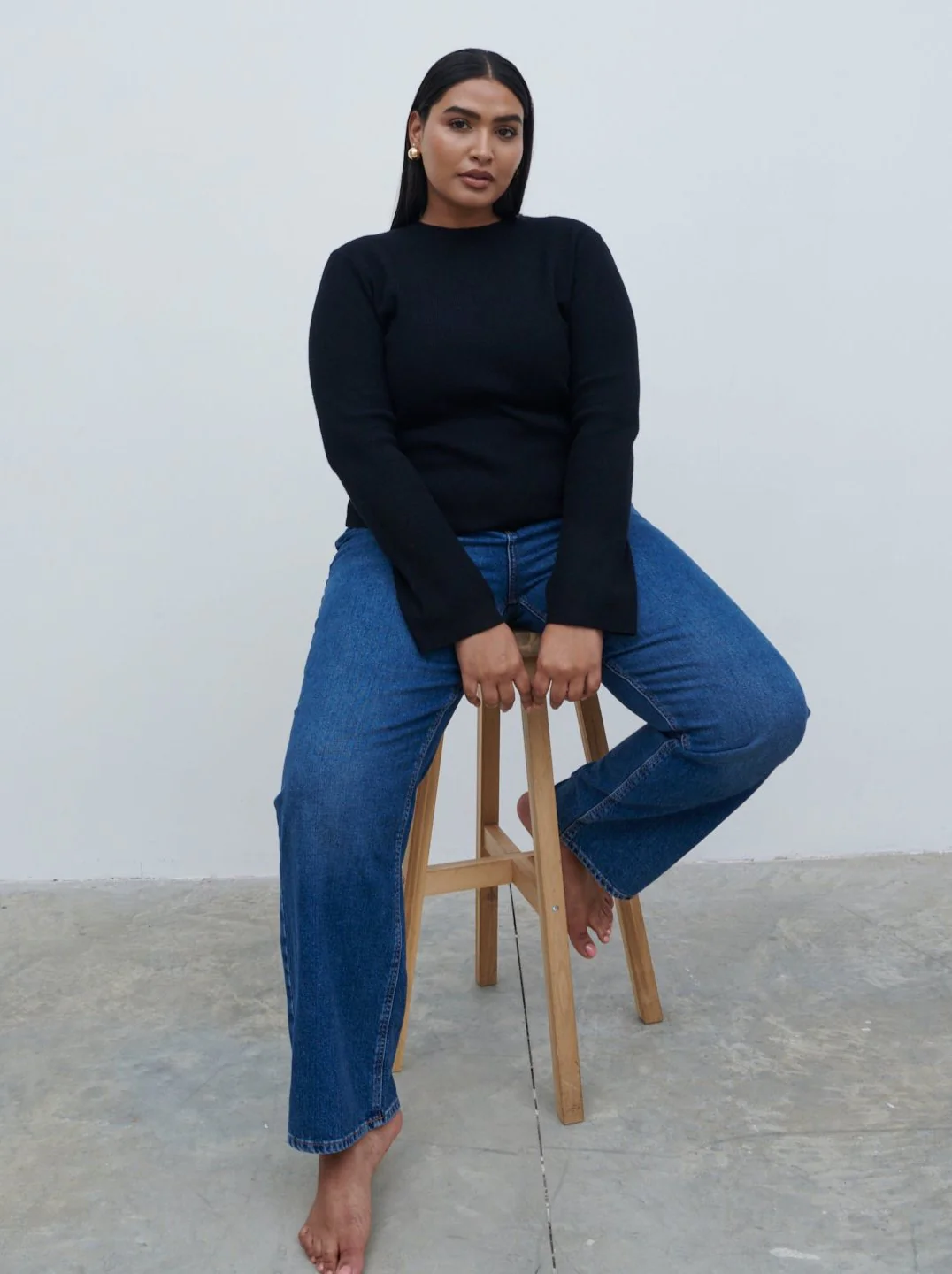 Jayla Long Sleeve Knit Top - Black - Image 5