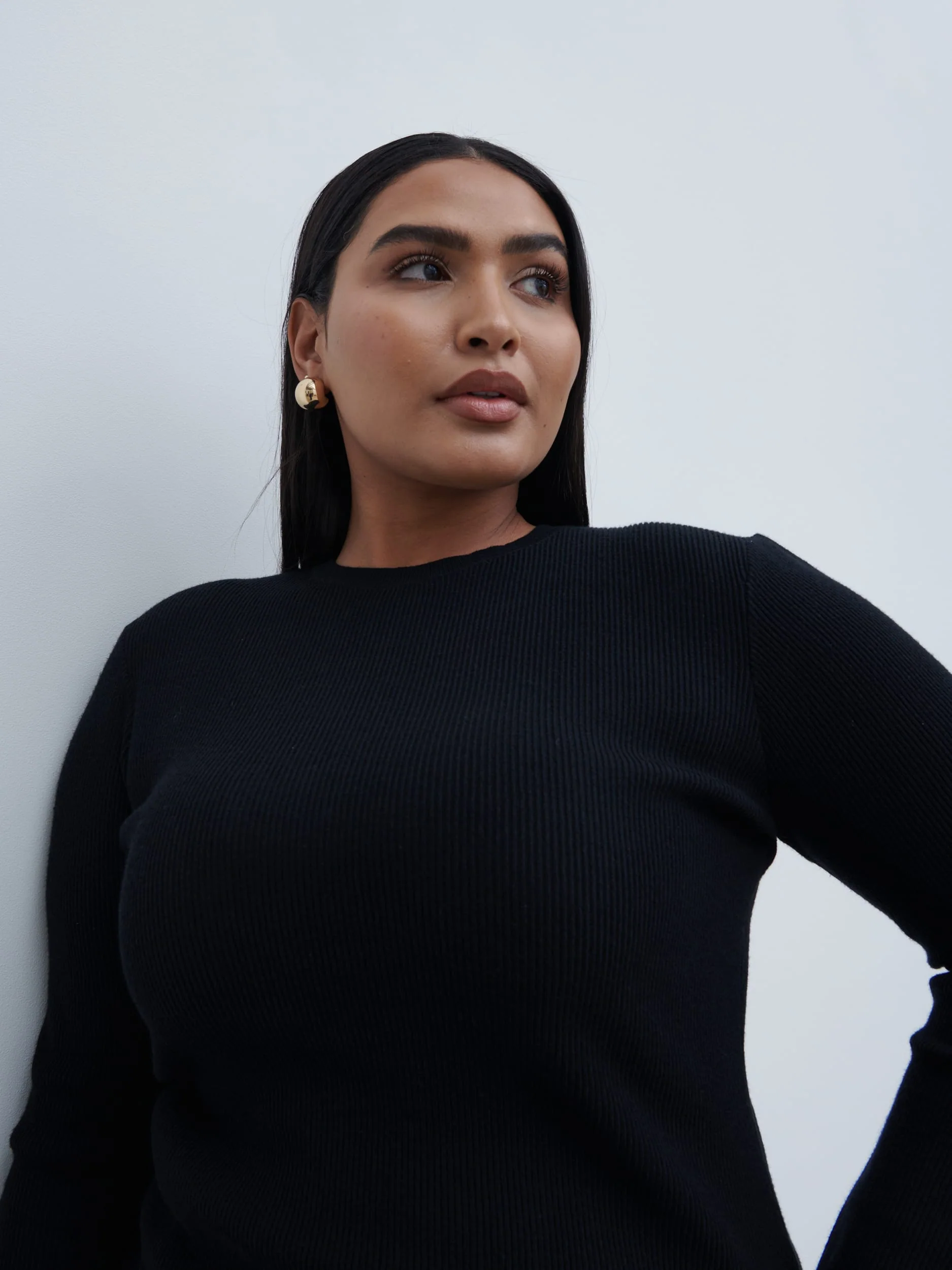 Jayla Long Sleeve Knit Top - Black - Image 7