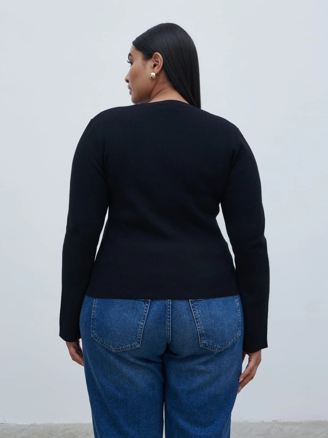 Jayla Long Sleeve Knit Top - Black - Image 8