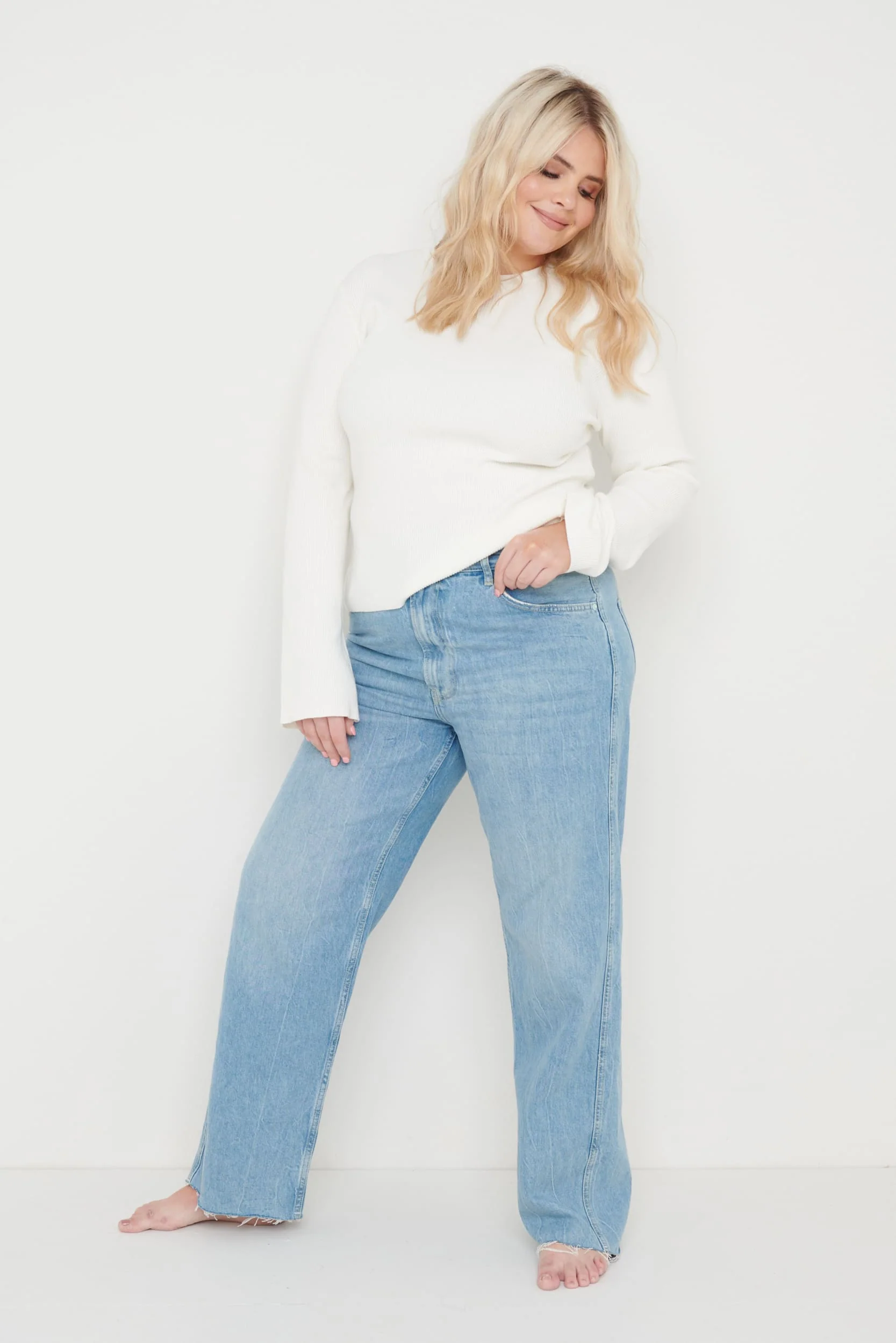 Jayla Long Sleeve Knit Top - Cream - Image 14