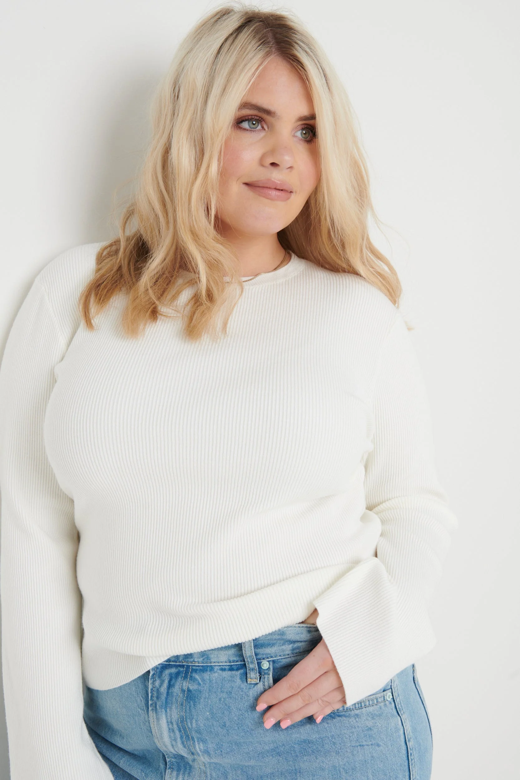Jayla Long Sleeve Knit Top - Cream - Image 15