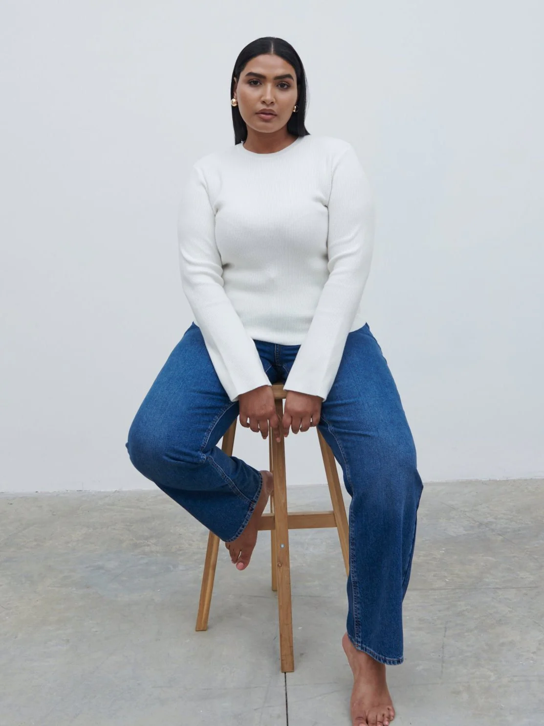 Jayla Long Sleeve Knit Top - Cream - Image 5
