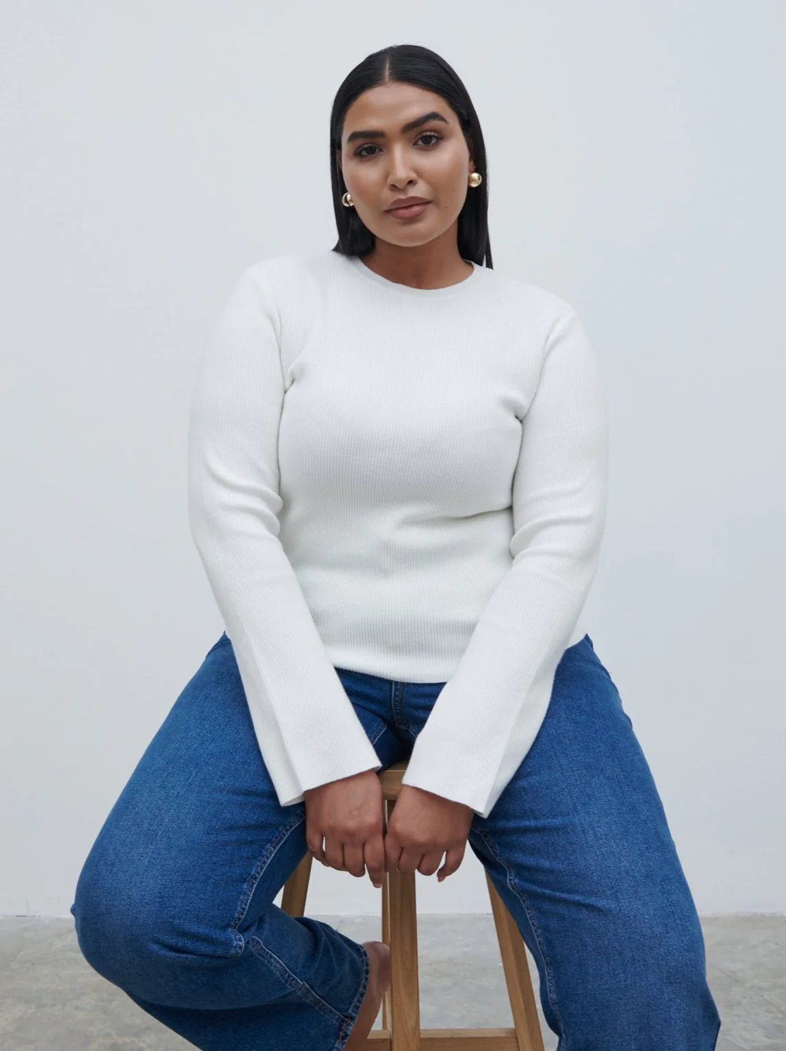 Jayla Long Sleeve Knit Top - Cream - Image 6
