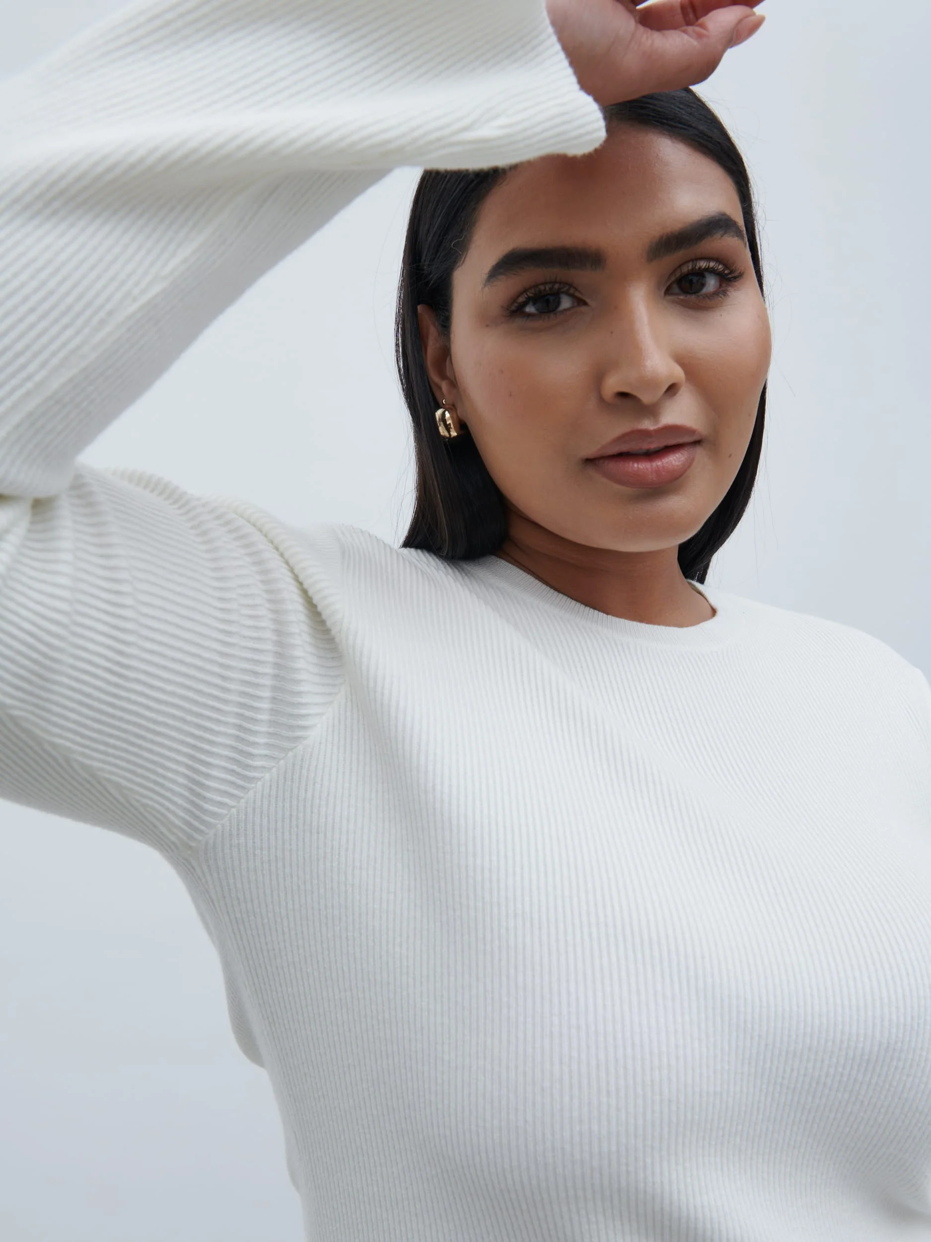 Jayla Long Sleeve Knit Top - Cream - Image 7