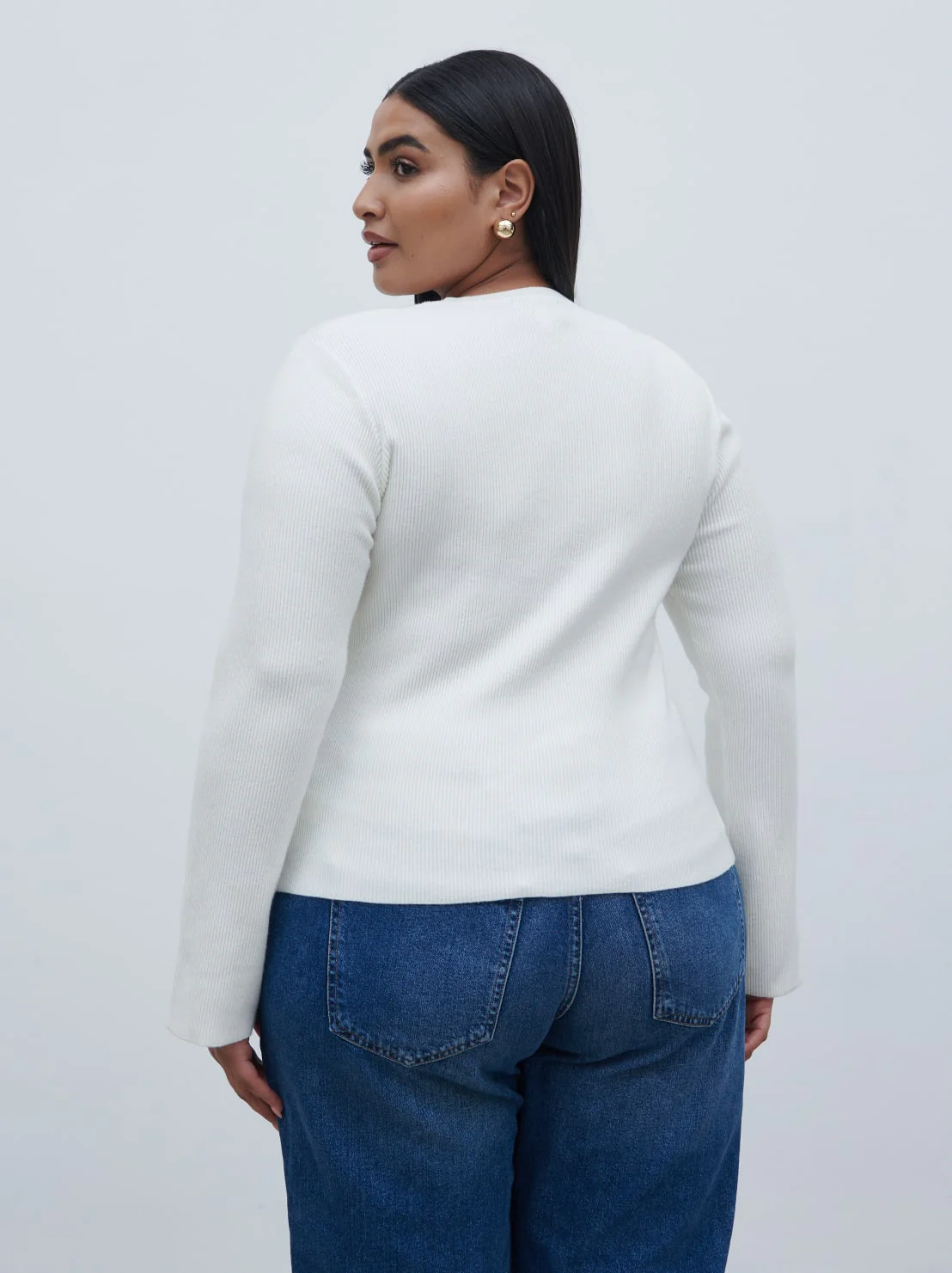 Jayla Long Sleeve Knit Top - Cream - Image 8