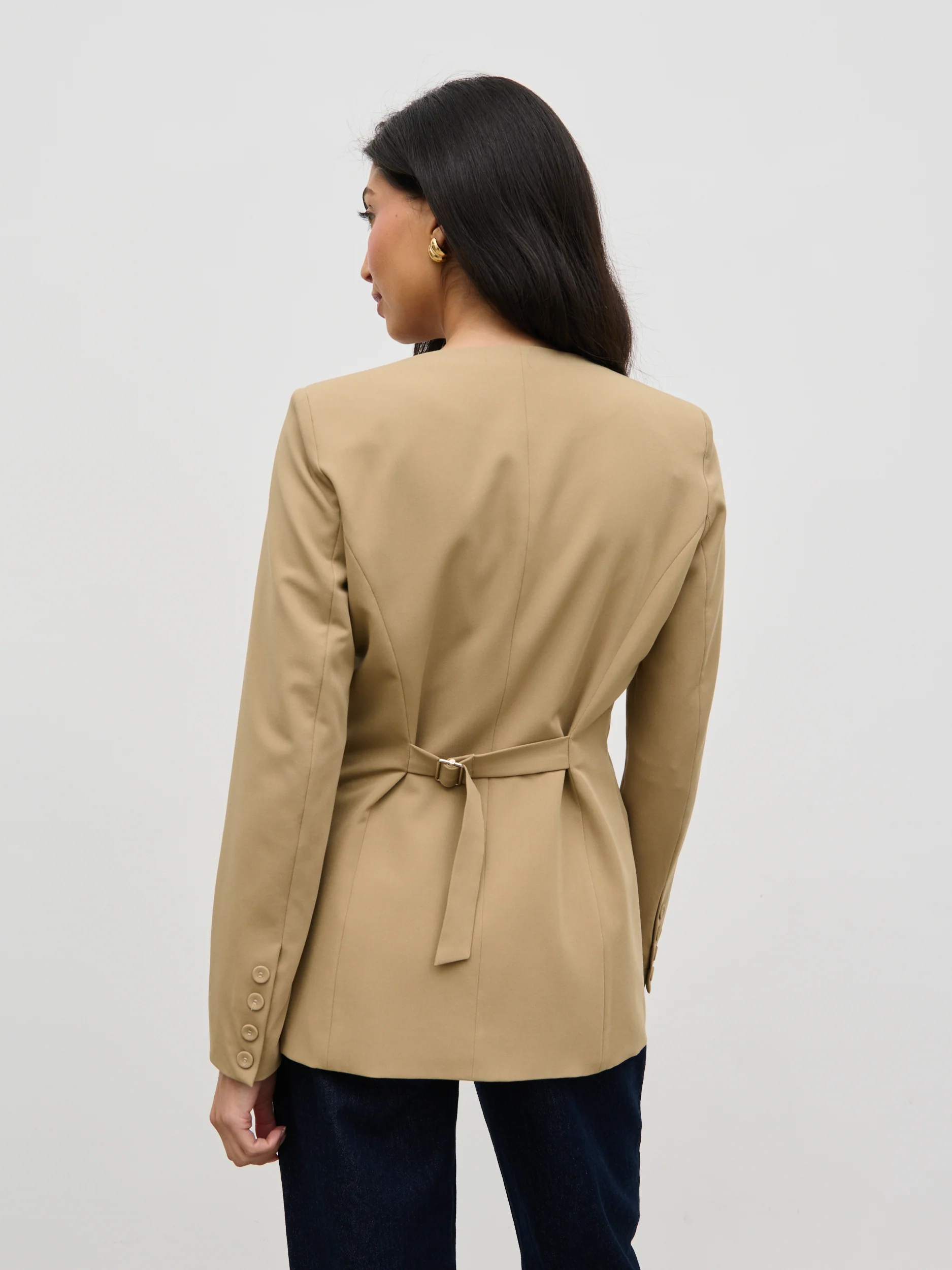 Jean Collarless Blazer - Camel Beige - Image 6