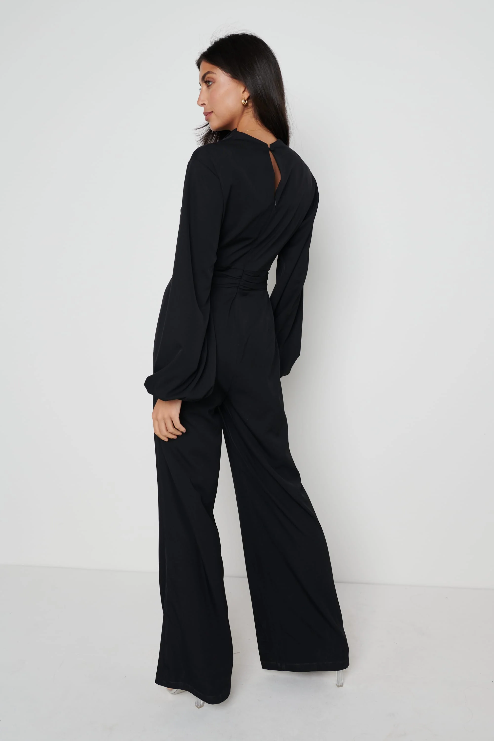 Jemima Balloon Sleeve Jumpsuit - Black - Image 4