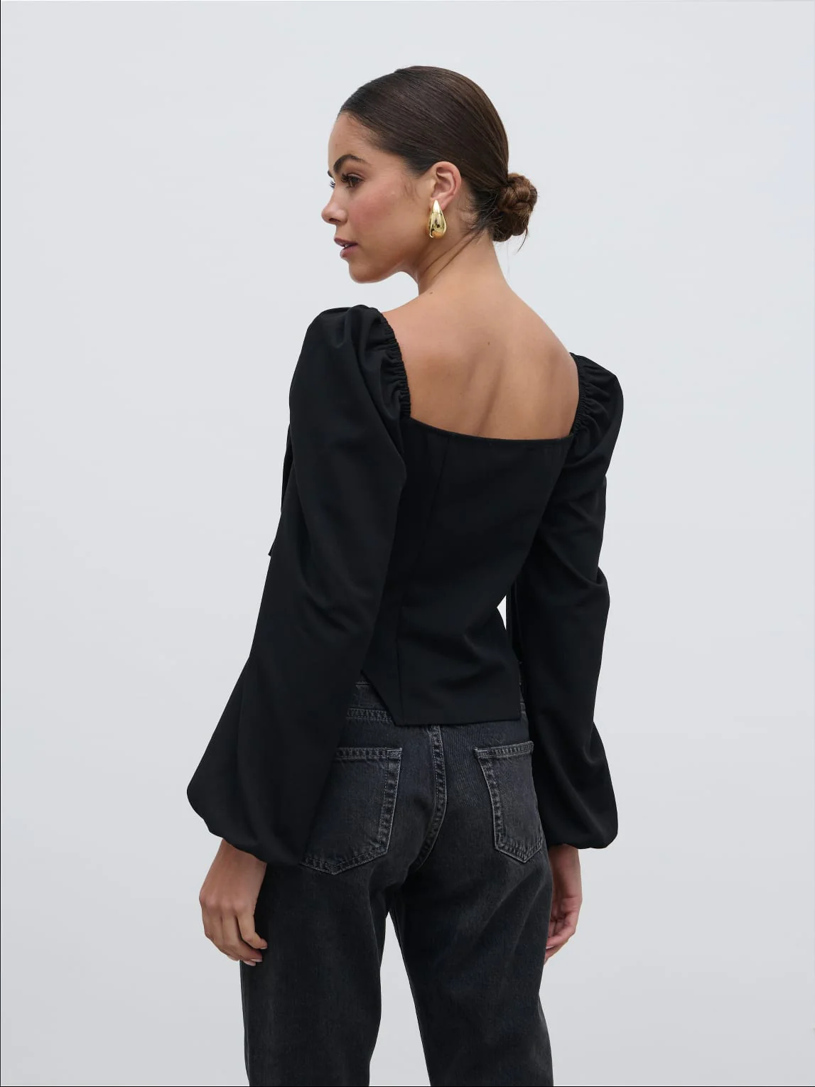 Jemima Exaggerated Bow Top - Black - Image 4