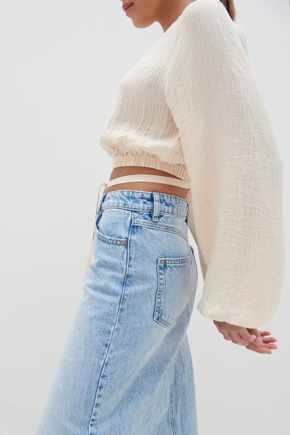Jesse Balloon Sleeve Blouse - Oyster - Image 3