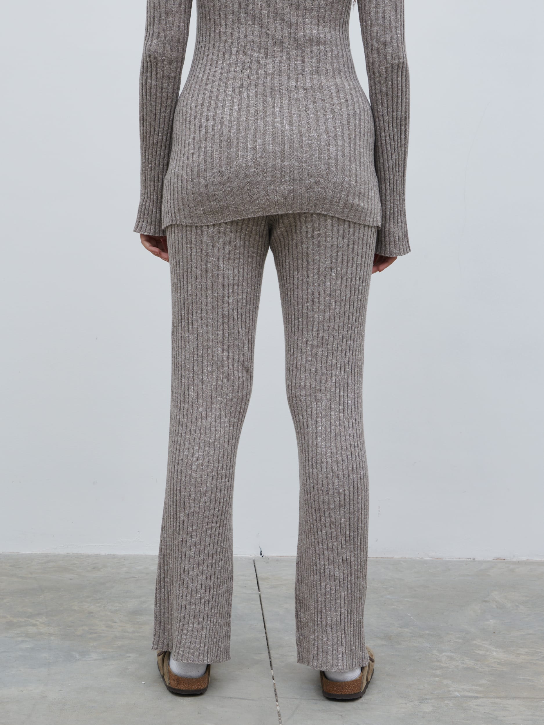 Jessie Ribbed Knit Trousers - Grey Marl - Image 7