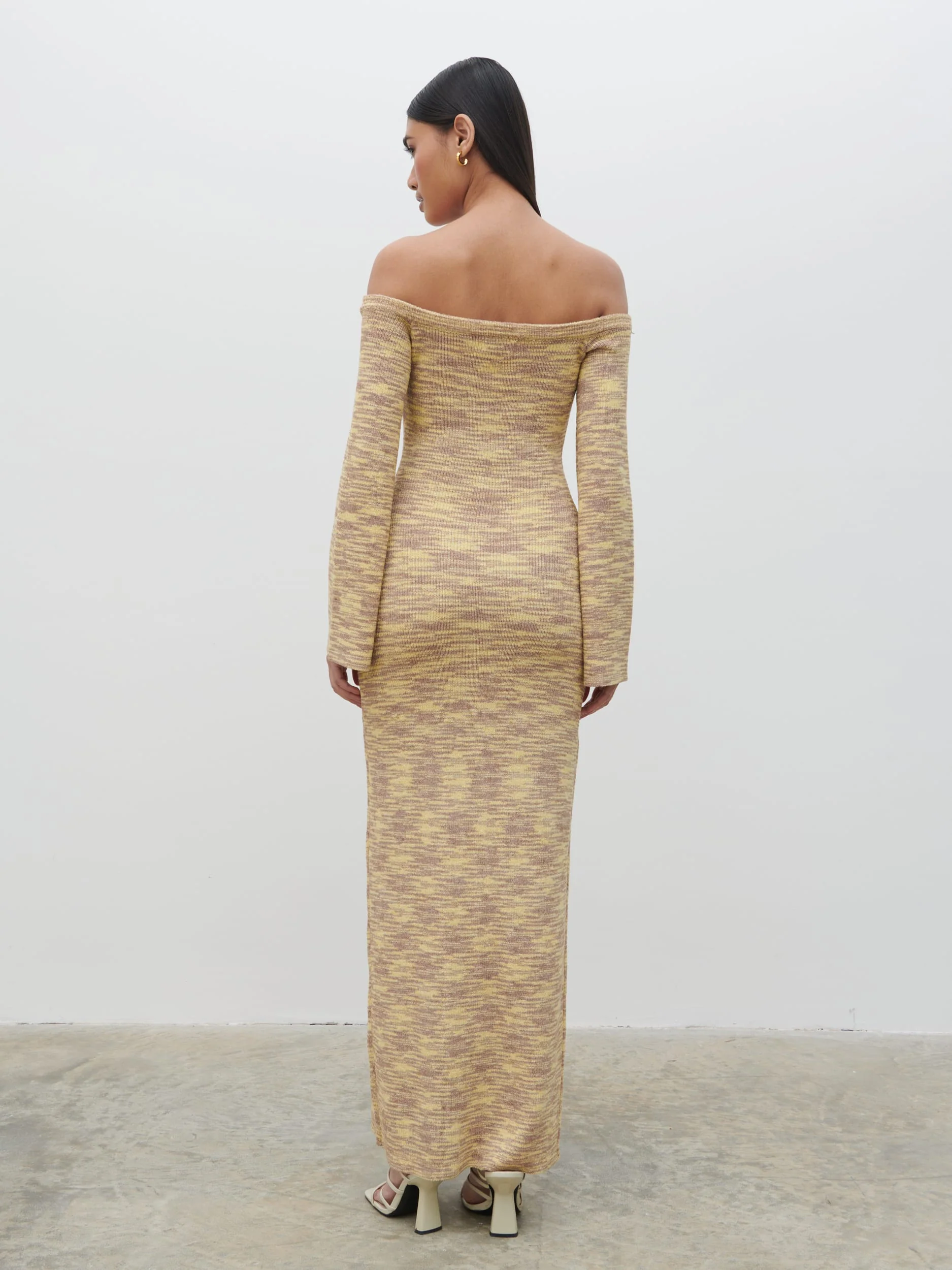 Joanna Bardot Knit Maxi Dress - Lemon Melange - Image 3