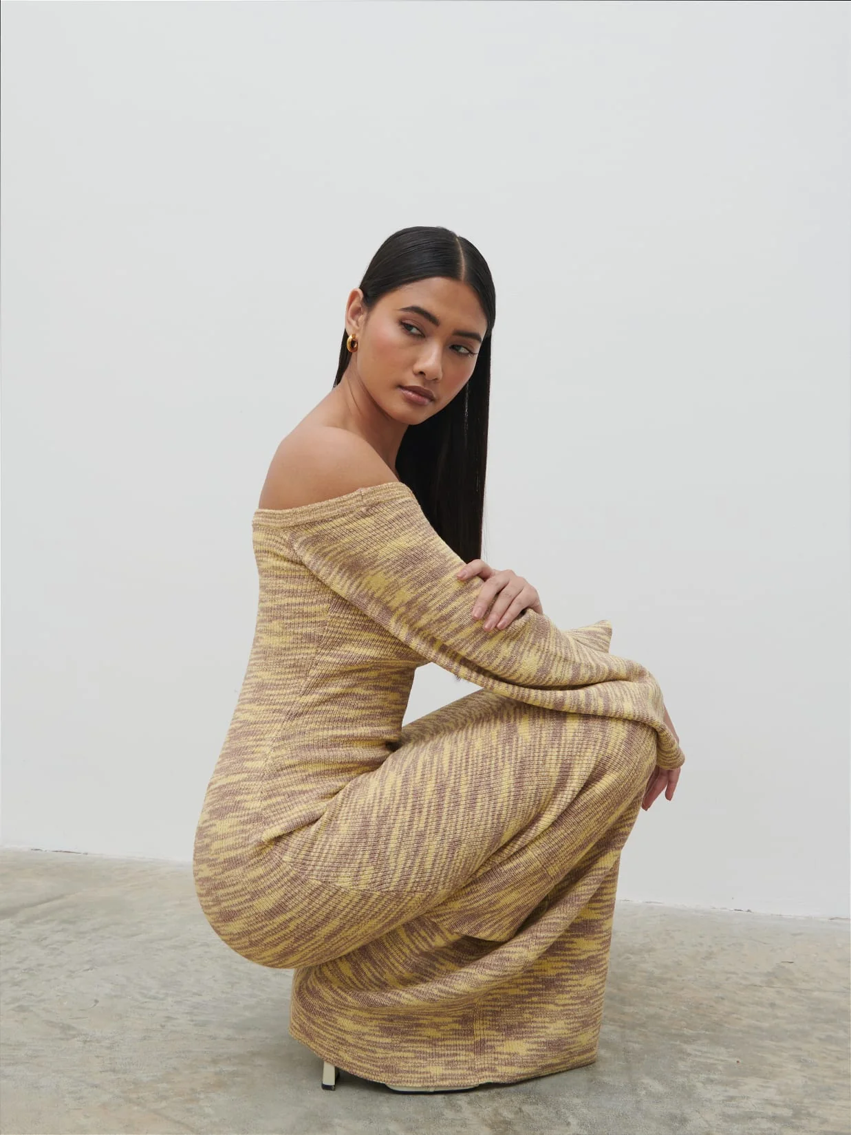 Joanna Bardot Knit Maxi Dress - Lemon Melange - Image 4