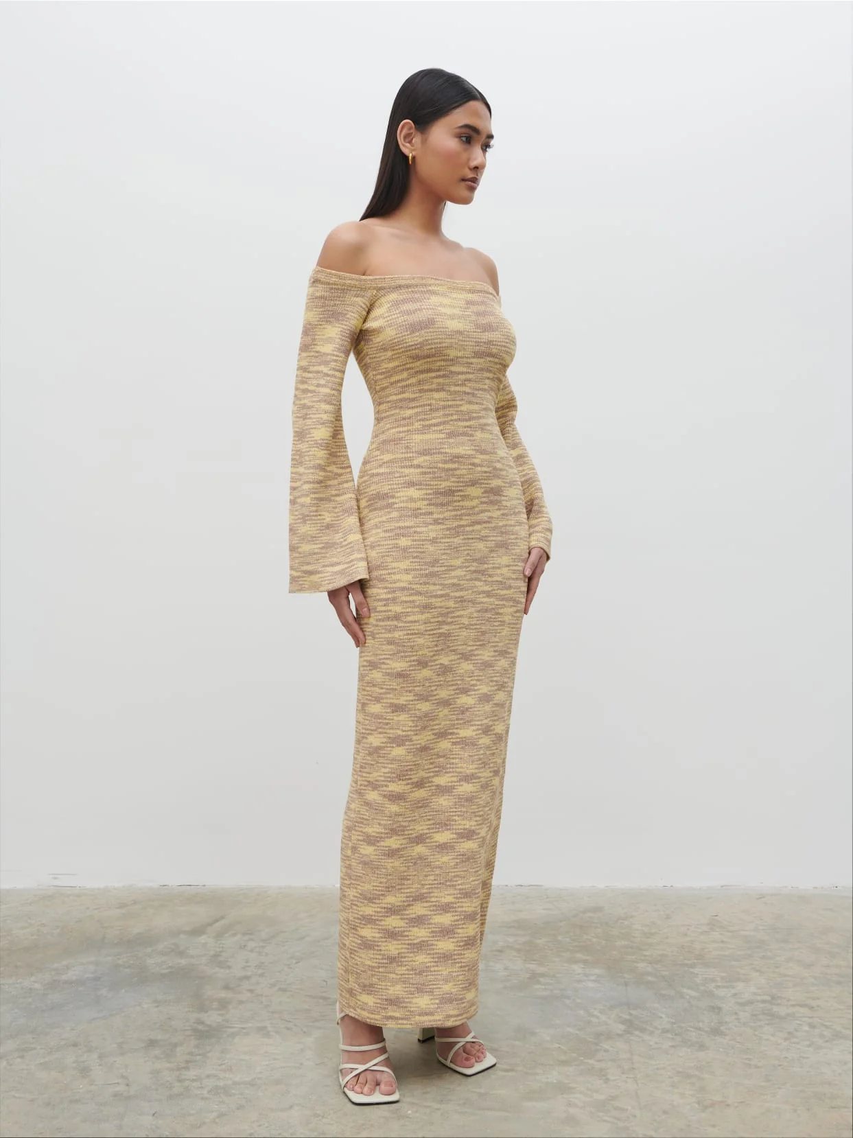 Joanna Bardot Knit Maxi Dress - Lemon Melange - Image 5