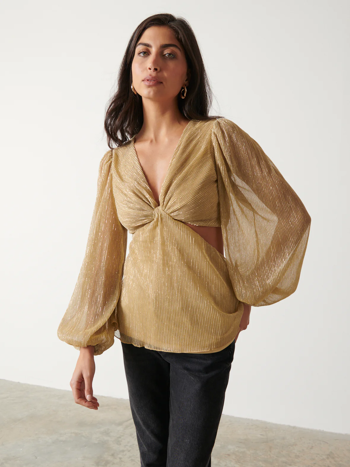 Josie Metallic Blouse - Metallic Gold - Image 4