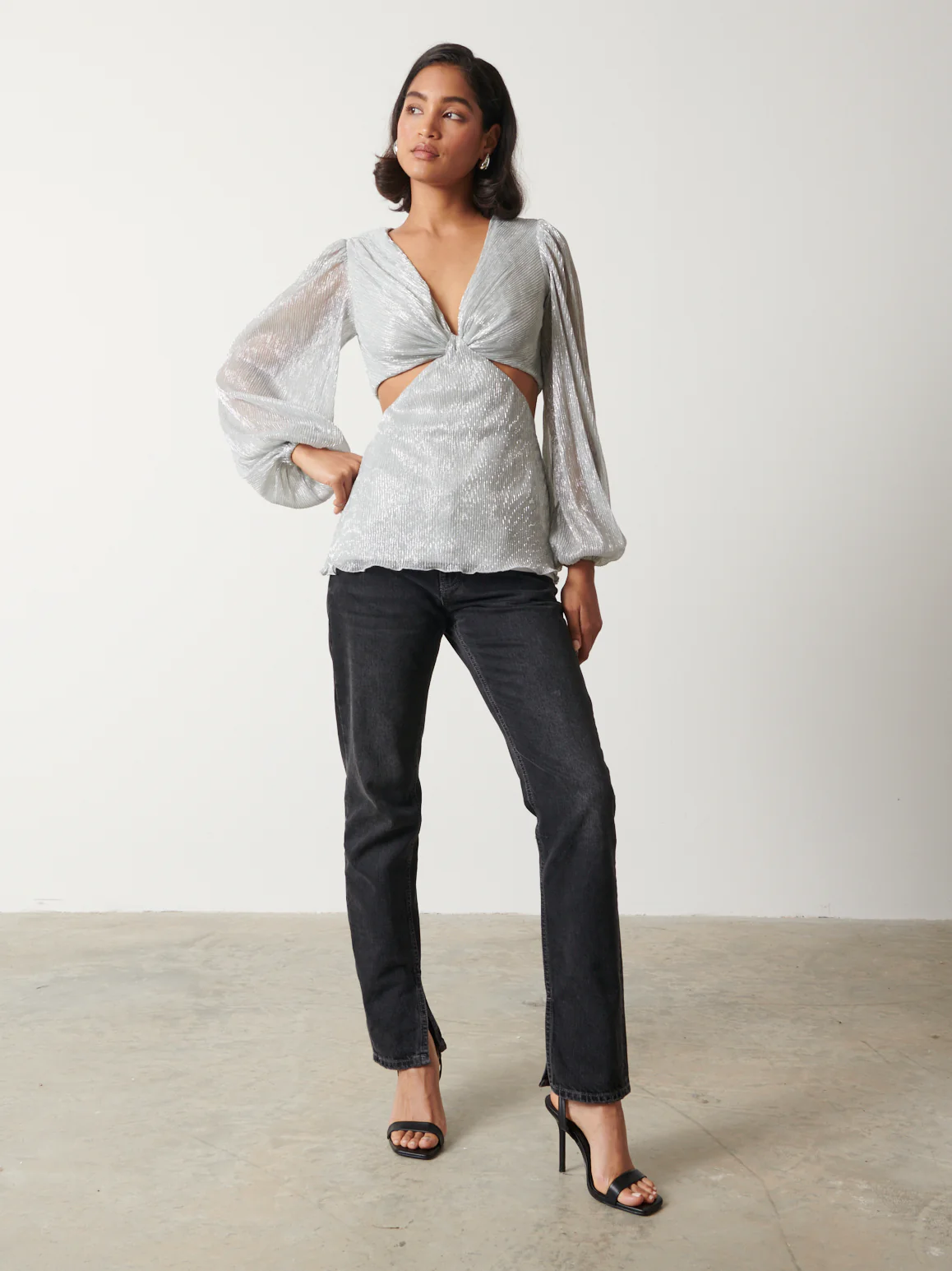 Josie Metallic Blouse - Silver - Image 4