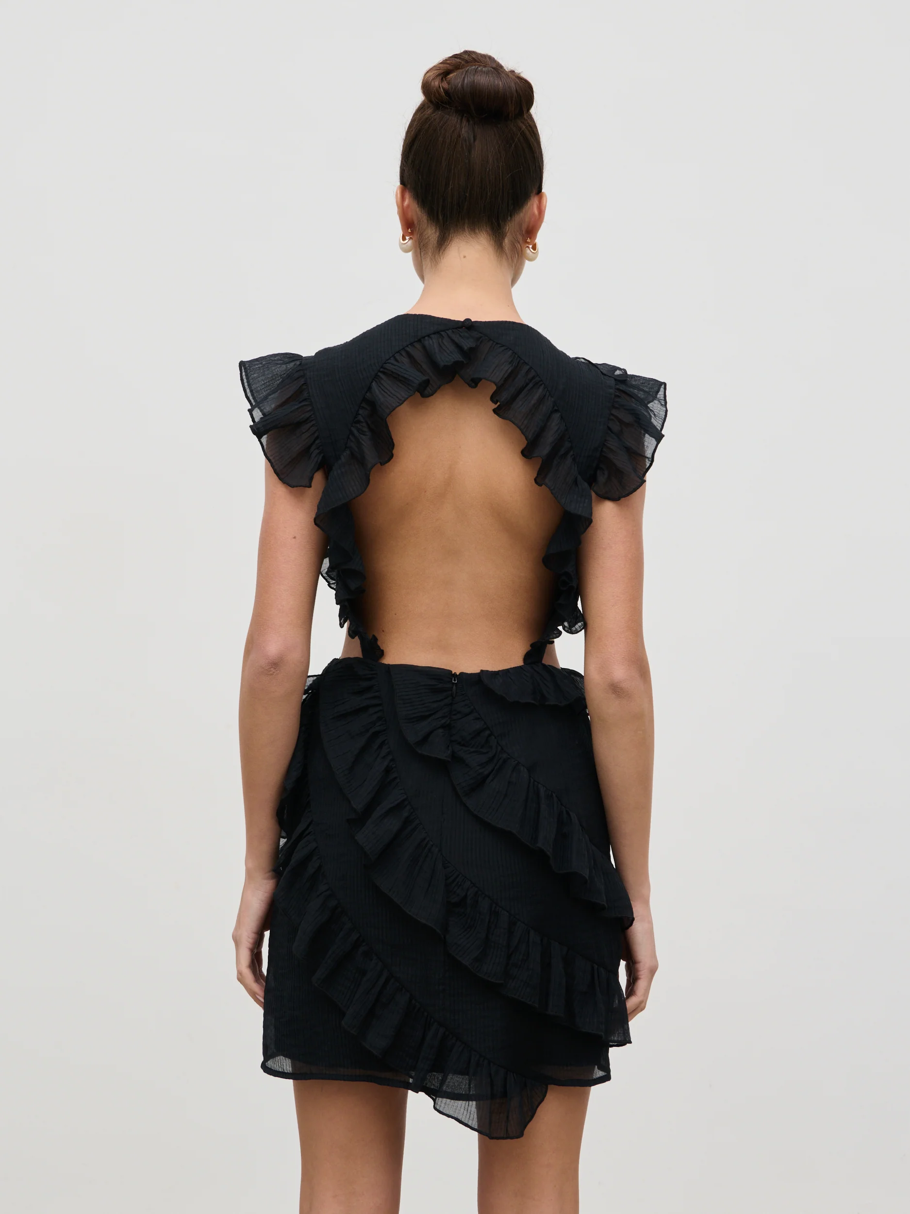 Joss Ruffle Mini Dress - Black - Image 5