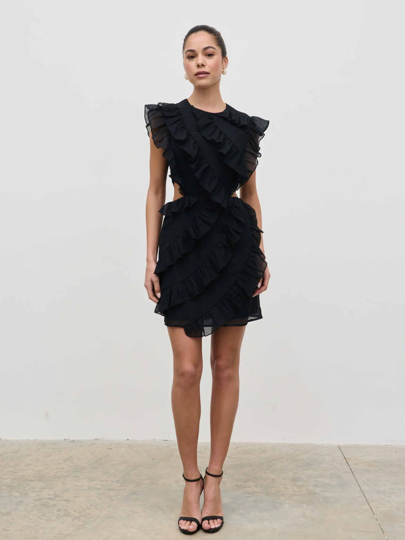 Joss Ruffle Mini Dress - Black - Image 6