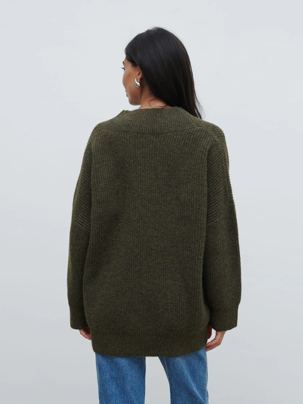 Jovie Oversized Rib Knit Jumper - Dark Olive - Image 4