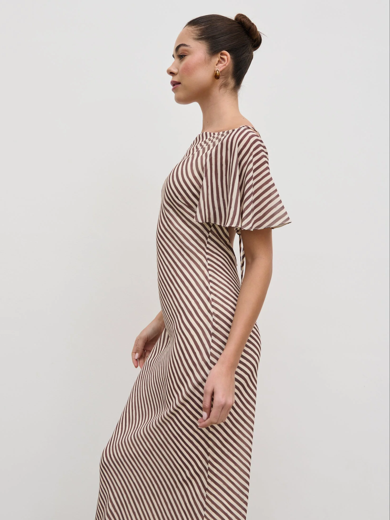 Jules Maxi Dress - Brown and Cream Stripe - Image 3
