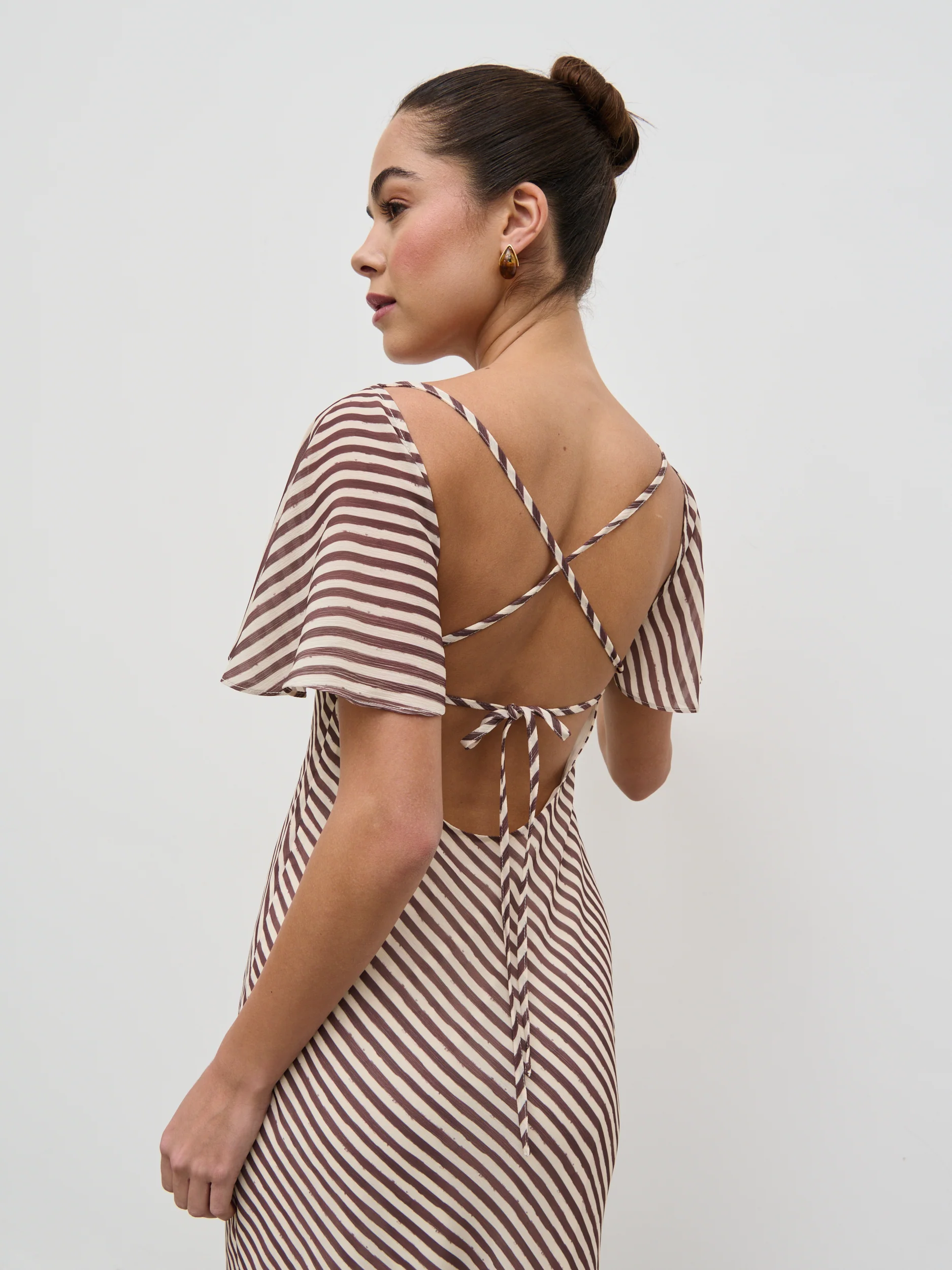 Jules Maxi Dress - Brown and Cream Stripe - Image 5