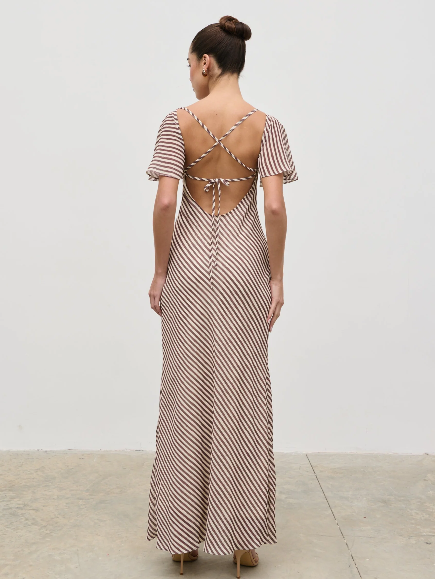 Jules Maxi Dress - Brown and Cream Stripe - Image 6