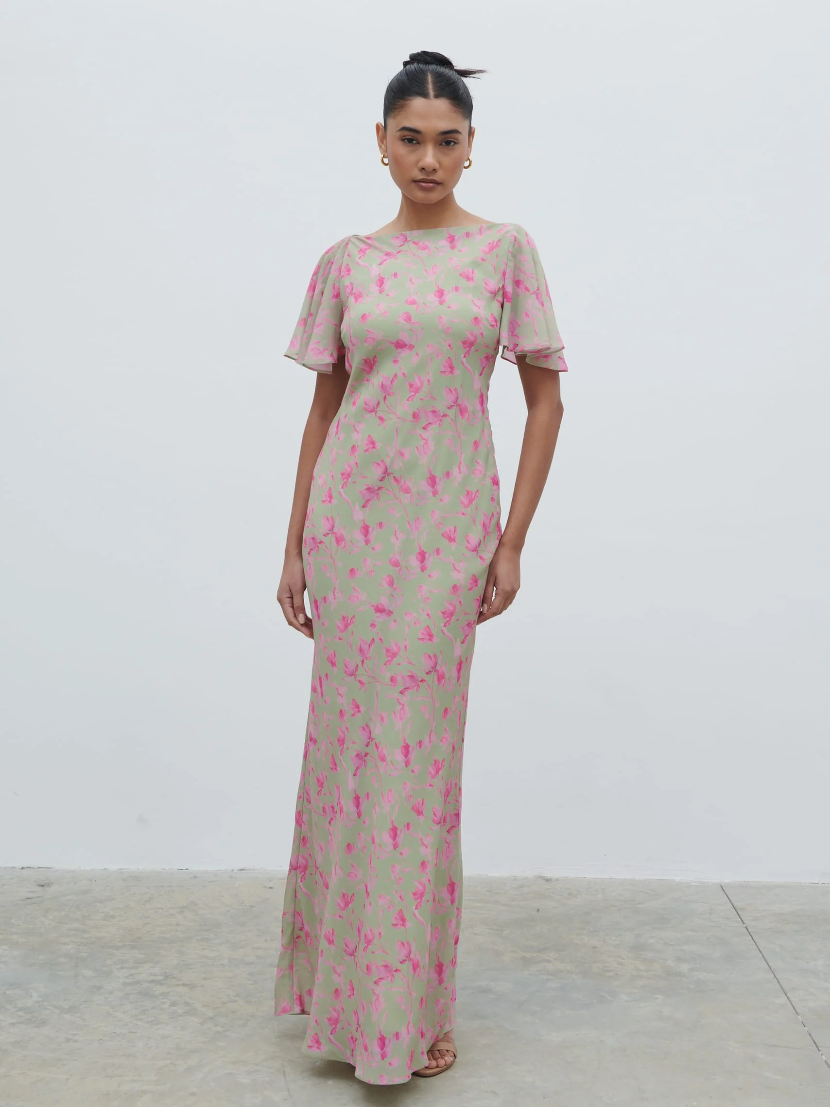 Jules Maxi Dress - Olive and Fuchsia Petal Floral - Image 3